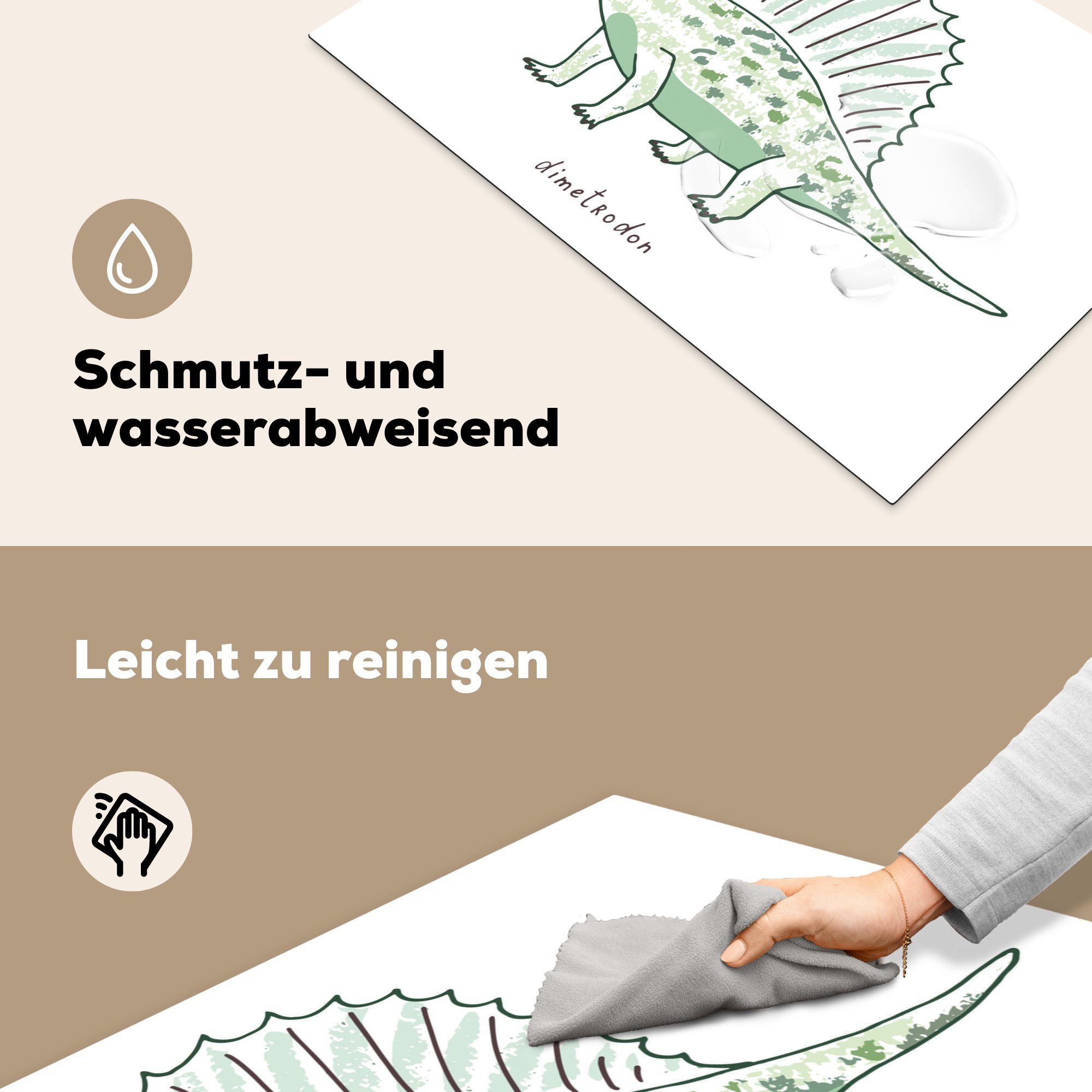 MuchoWow Herdblende-/Abdeckplatte Dimetrodon Mädchen für - Vinyl, Kinderzimmer - die - Kinder, 81x52 Dinosaurier - - cm, Schutz Ceranfeldabdeckung küche, (1 Induktionskochfeld tlg), Jungen