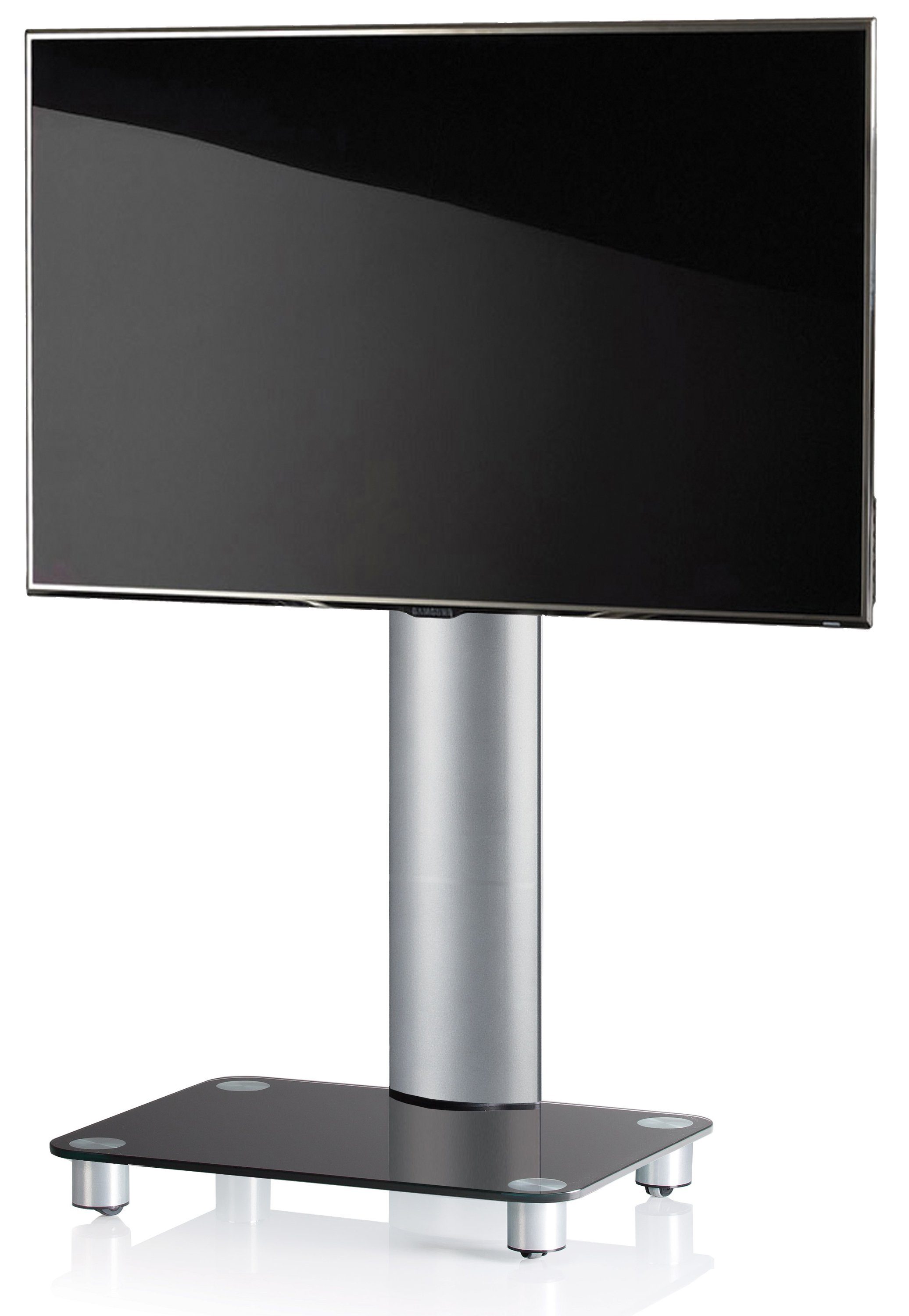 VCM TV-Ständer Tosal B. 60 x T. 44 x H. 100 cm, (1, Schwarzglas, schwenkbar, für Wohnzimmer oder Büro) – Bild 2 von 5