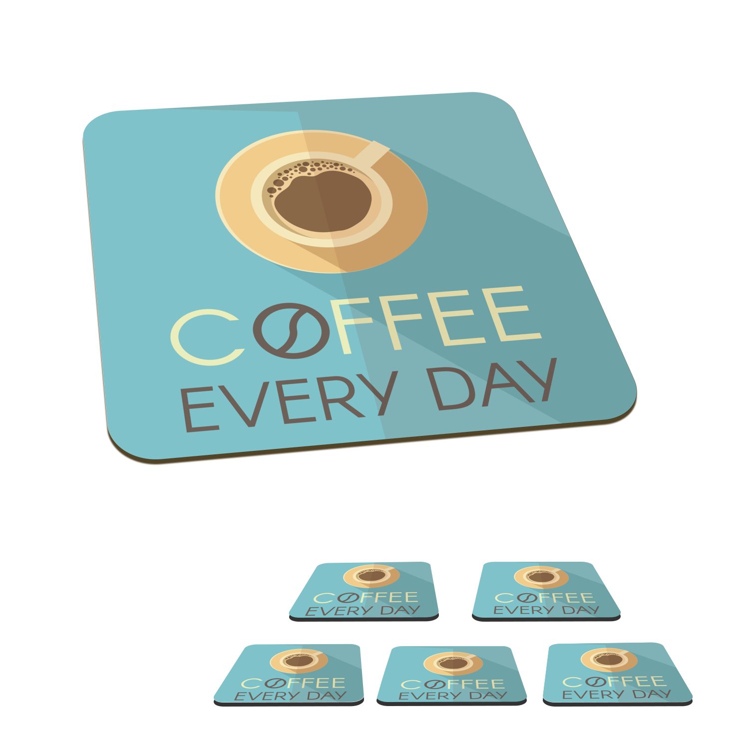 MuchoWow Glasuntersetzer Kaffee jeden Tag - Zitate - Sprichwörter - Kaffee, Zubehör für Gläser, 6-tlg., Glasuntersetzer, Tischuntersetzer, Korkuntersetzer, Untersetzer, Tasse