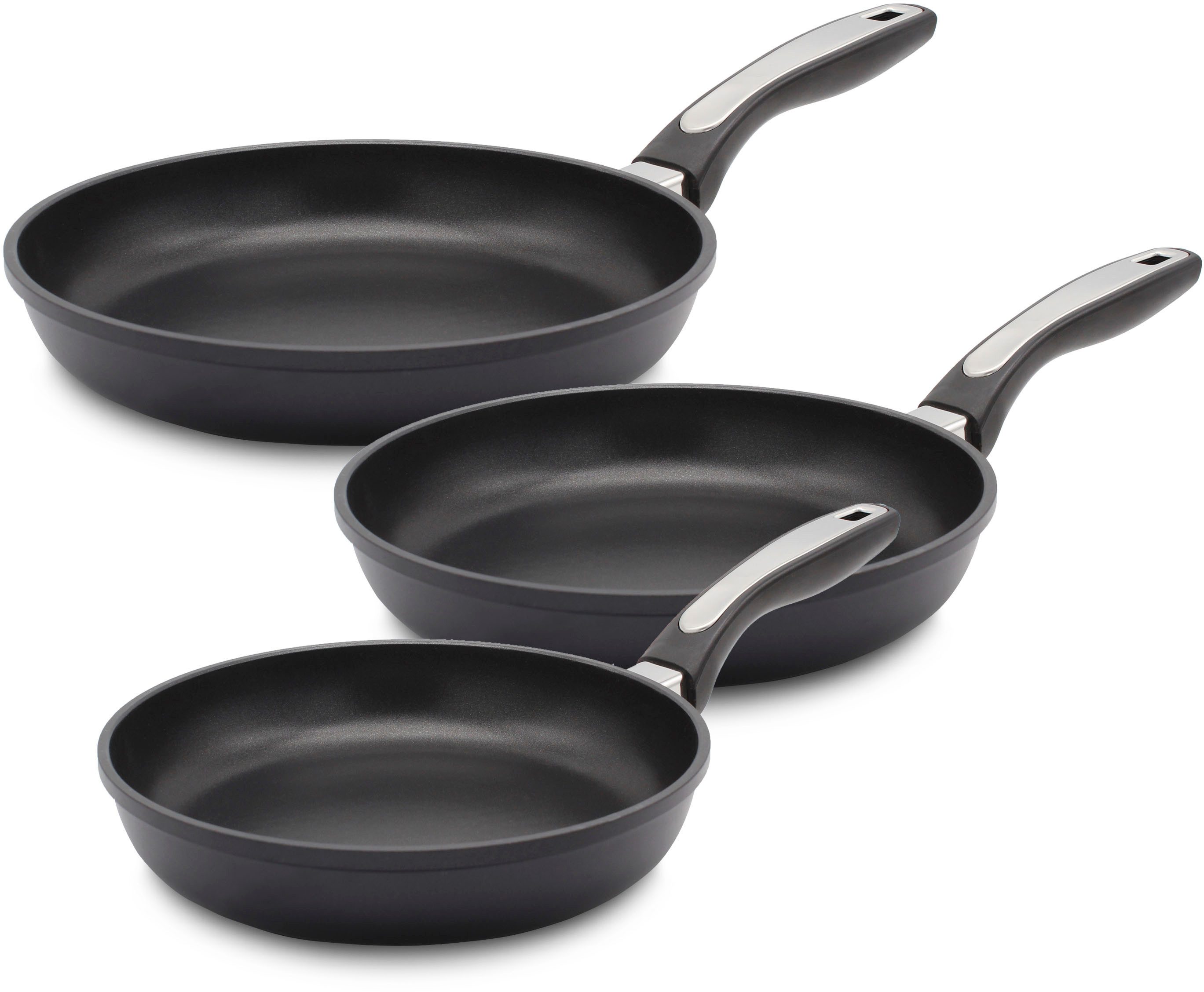 Krüger Pfannen-Set Delta, Aluminiumguss (Set, 3-tlg), Ø 20/24/28 cm, Induktion