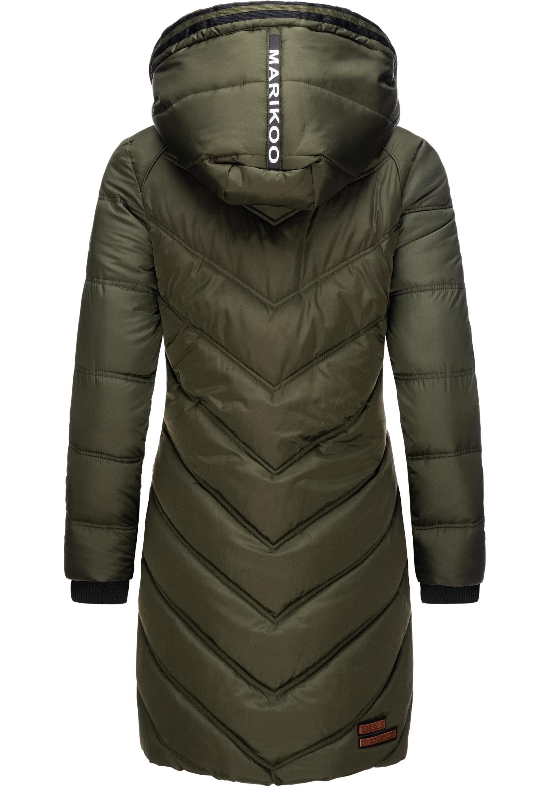 Marikoo Wintermantel Armasa modischer Damen Winter Steppmantel mit Kapuze