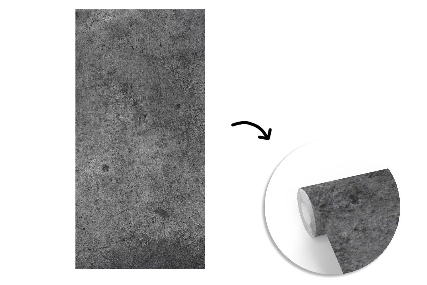 MuchoWow Fototapete Beton - (2 - - Rustikal, - Fototapete Schlafzimmer Schwarz - Matt, Grau bedruckt, für Wohnzimmer Strukturiert Retro Vliestapete St), Küche