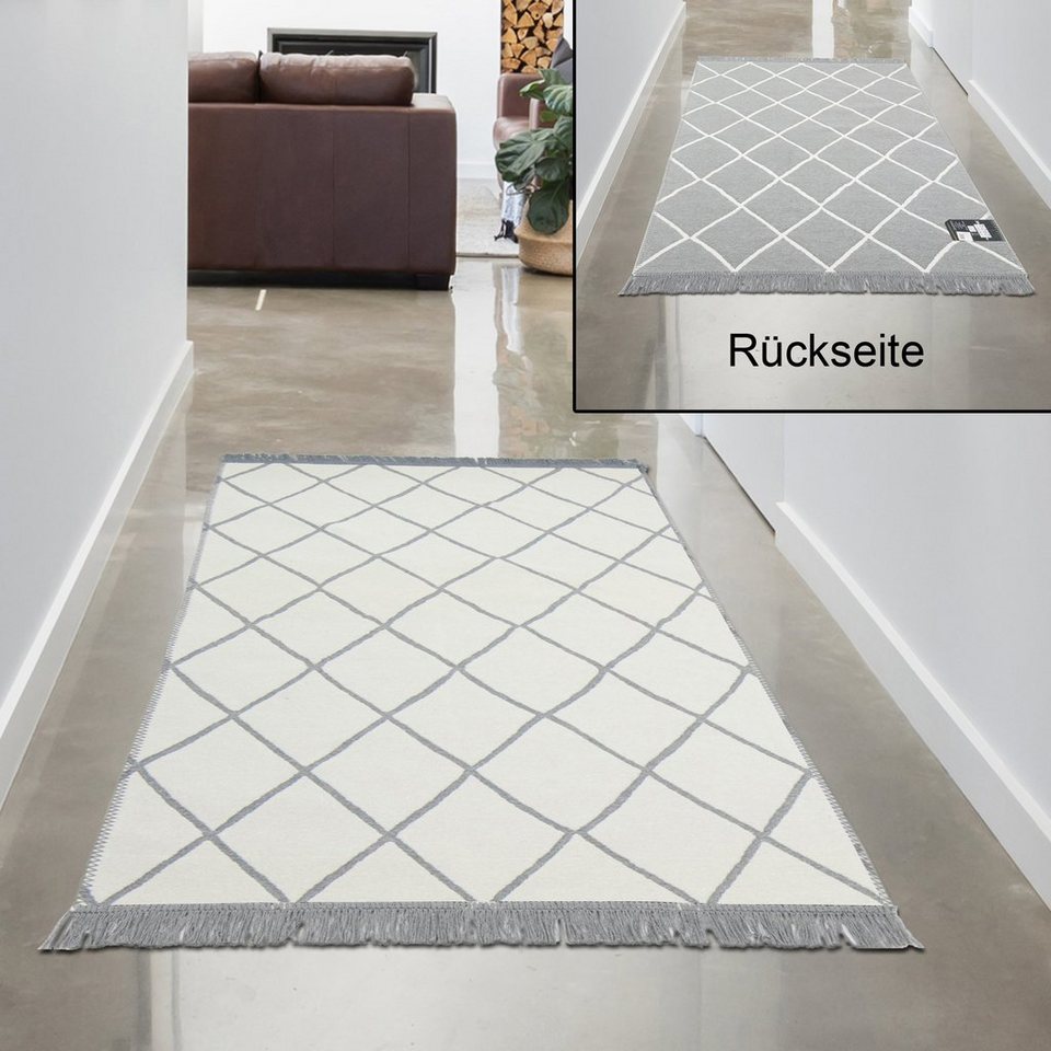 Outdoorteppich Wendeteppich mit 2 Rauten Farbdesigns für alle Zimmer,  Carpetia, rechteckig, Höhe: 5 mm