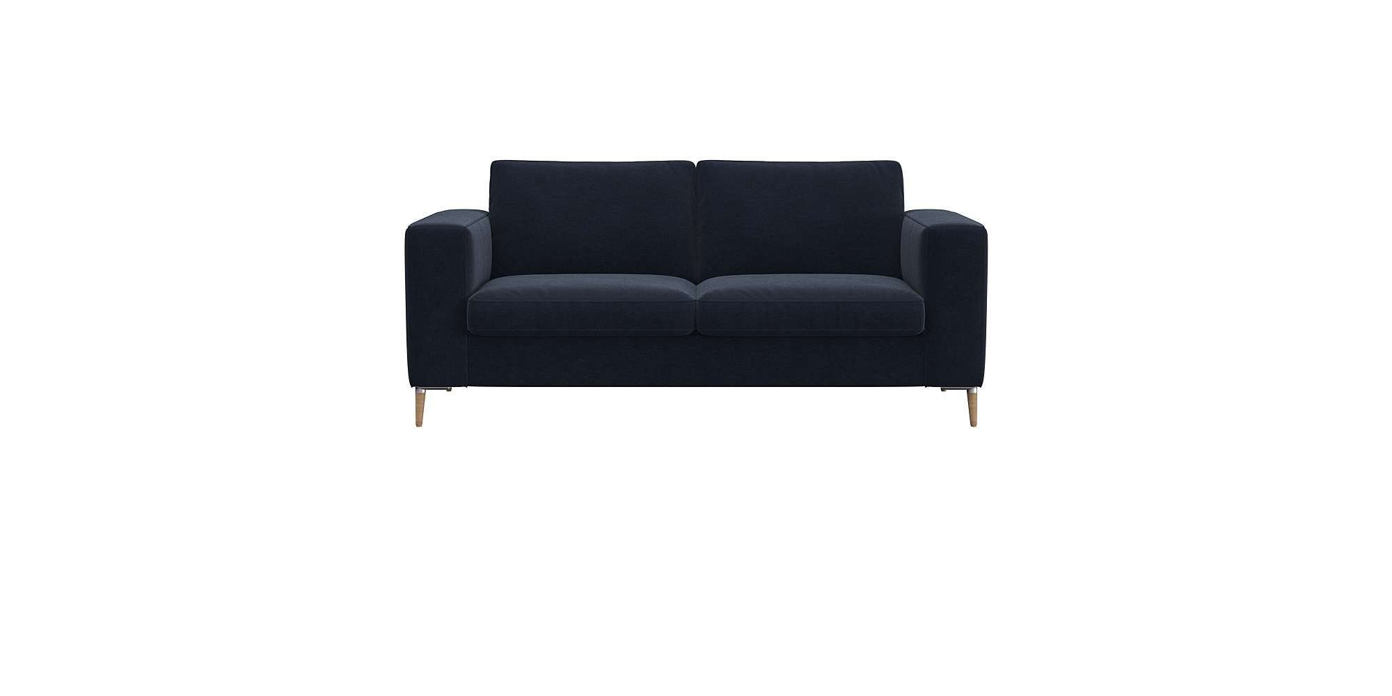 FLEXLUX 2-Sitzer Fiore Designsofa, bequem und komfortabel durch hochwertigen Sitzaufbau, breite Armlehnen, Kaltschaum, Füße Alu+ Eiche