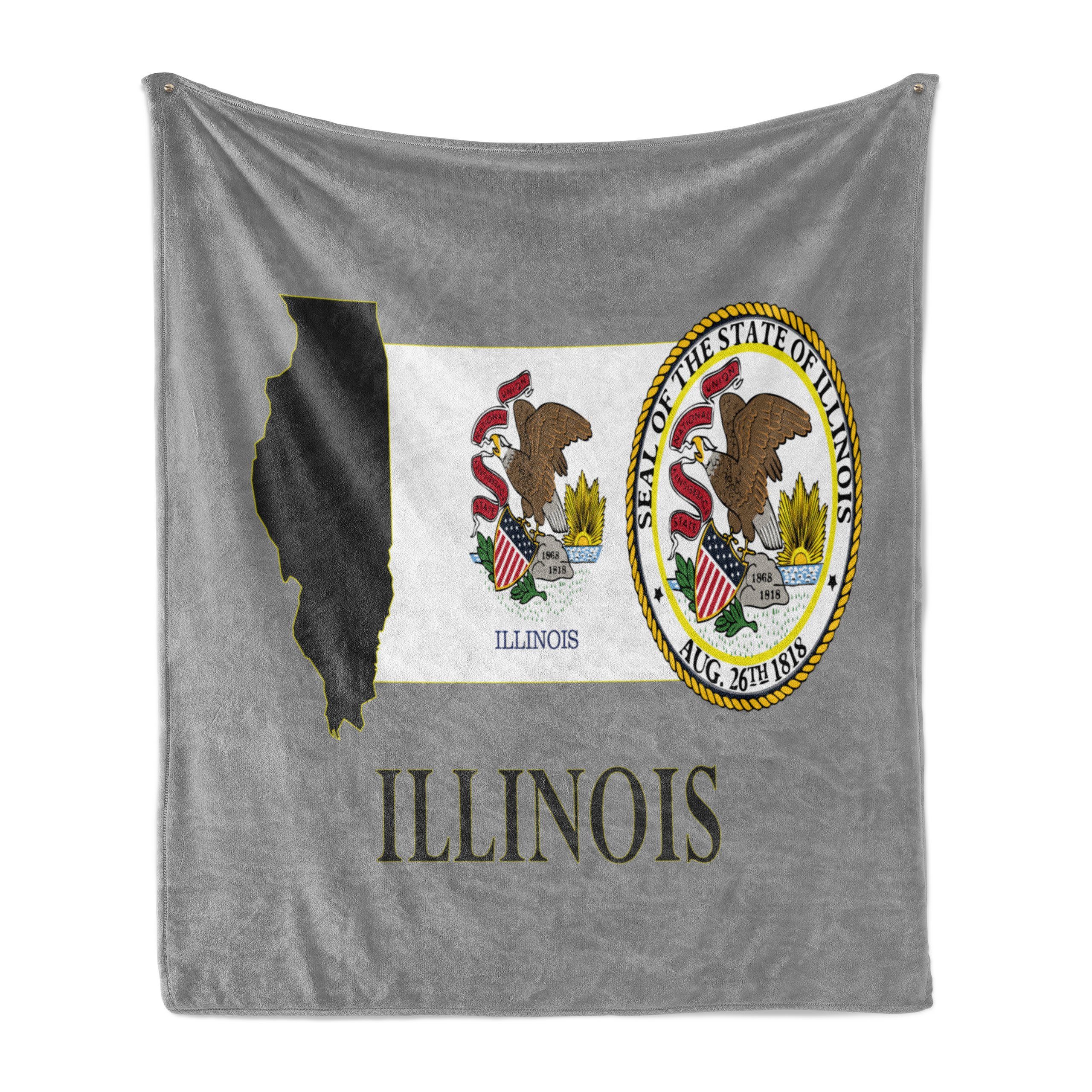 Plüsch und Flagge Illinois Innen- Außenbereich, und Gemütlicher Adler Abakuhaus, Wohndecke den für Staats-Karte