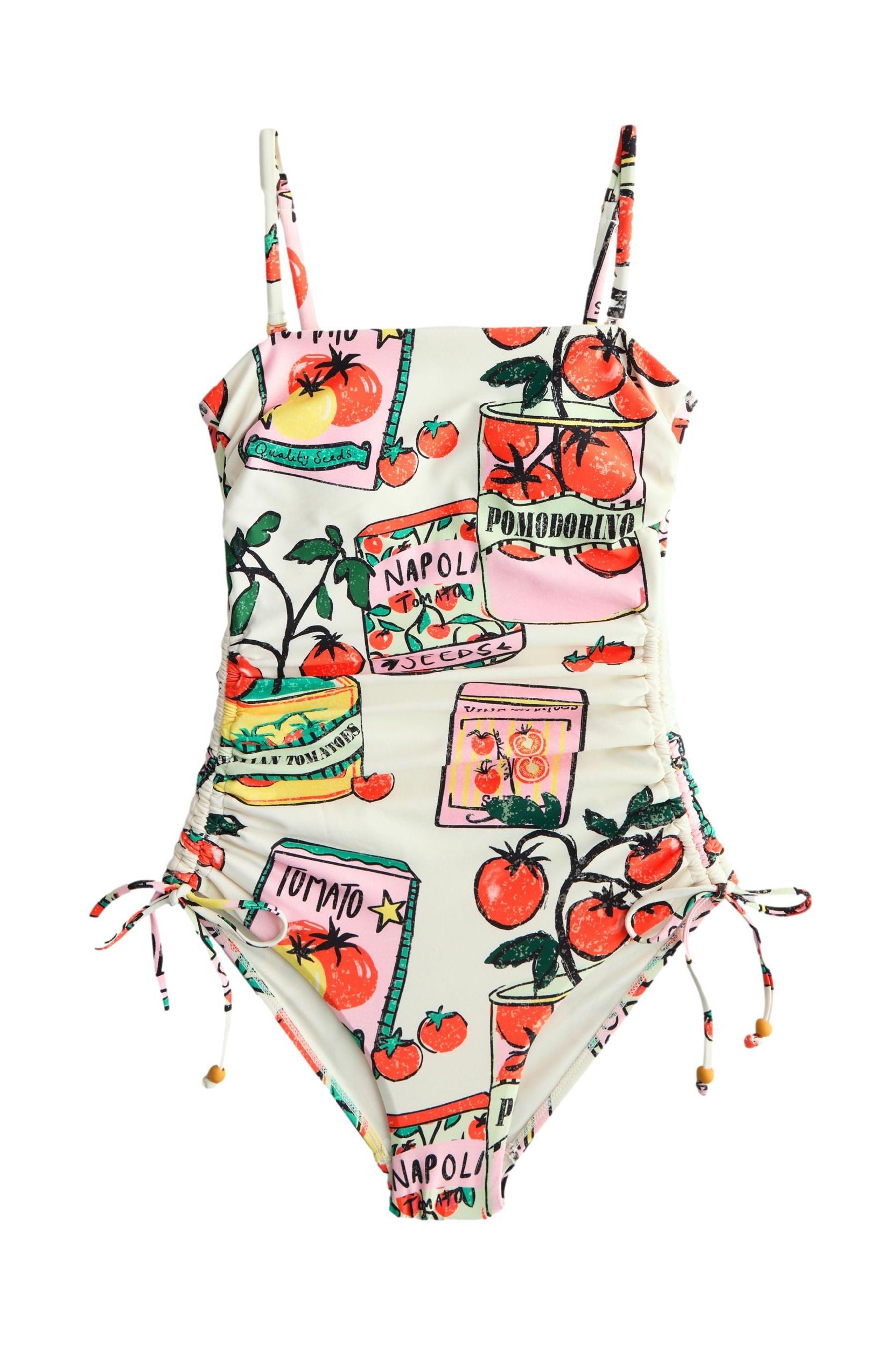 Next Badeanzug Bauchformender Bandeau-Badeanzug mit Beinrüschen günstig online kaufen
