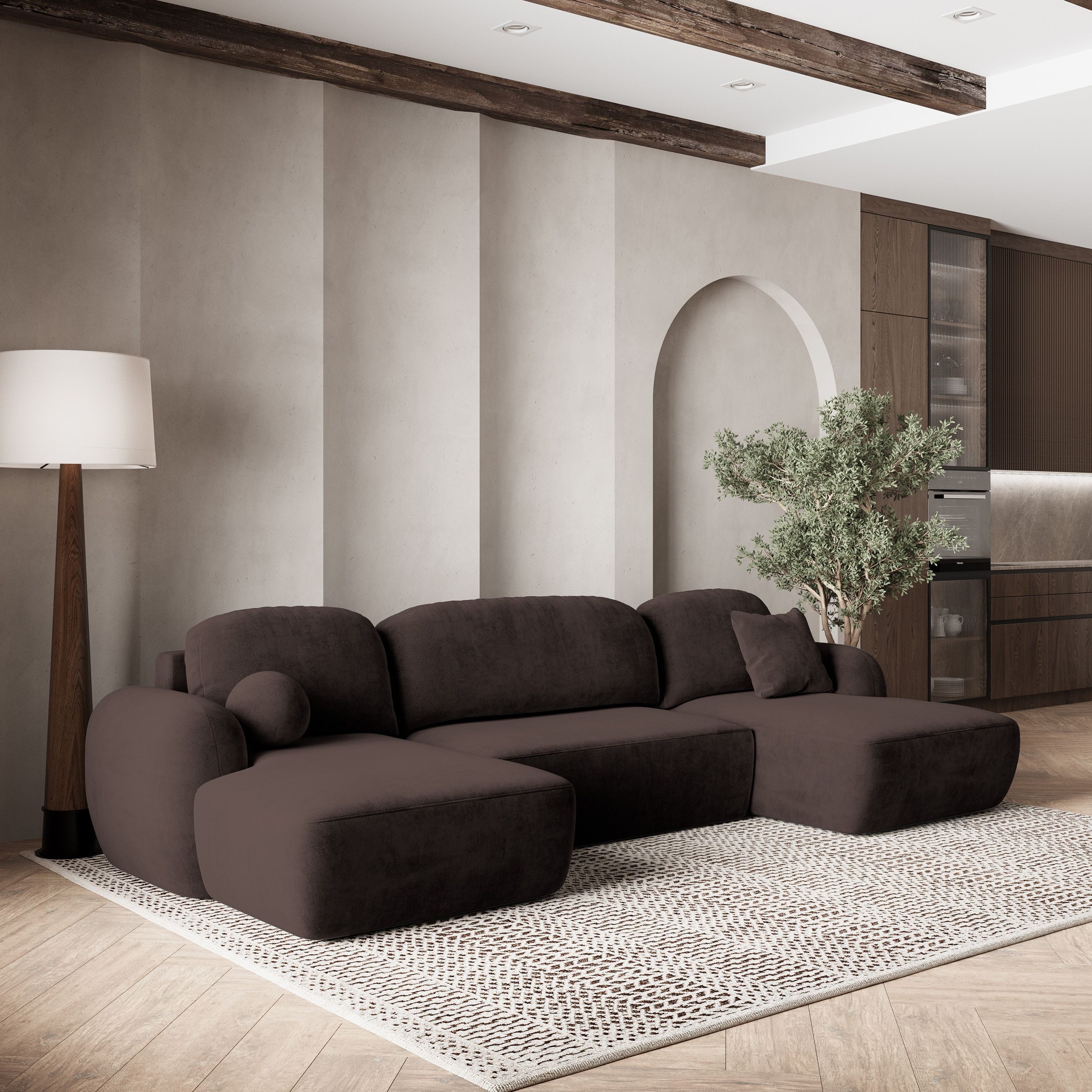 Masseno Ecksofa SAVONA mit Schlaffunktion U-Form, Sofa mit Bettkasten