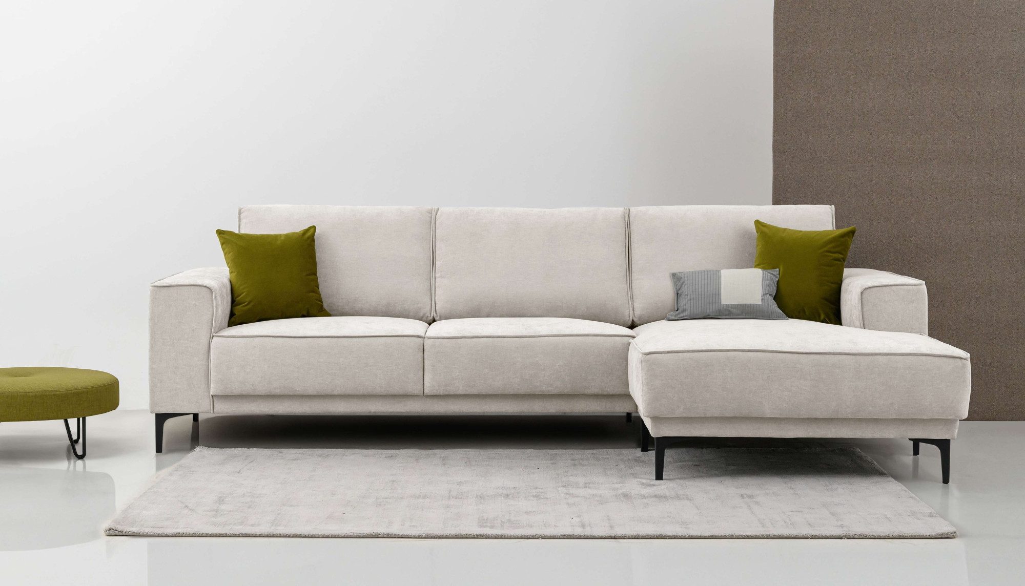 Ecksofa Polsterecke Oland, Struktur, Flachgewebe, Luxus-Microfaser, Boucle