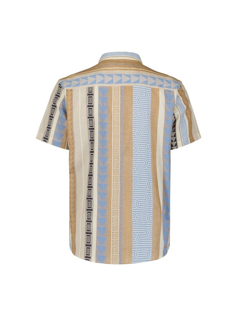 NO EXCESS Kurzarmhemd Shirt Short Sleeve Revers Collar Multi Coloured Jacquard Pattern Cloud