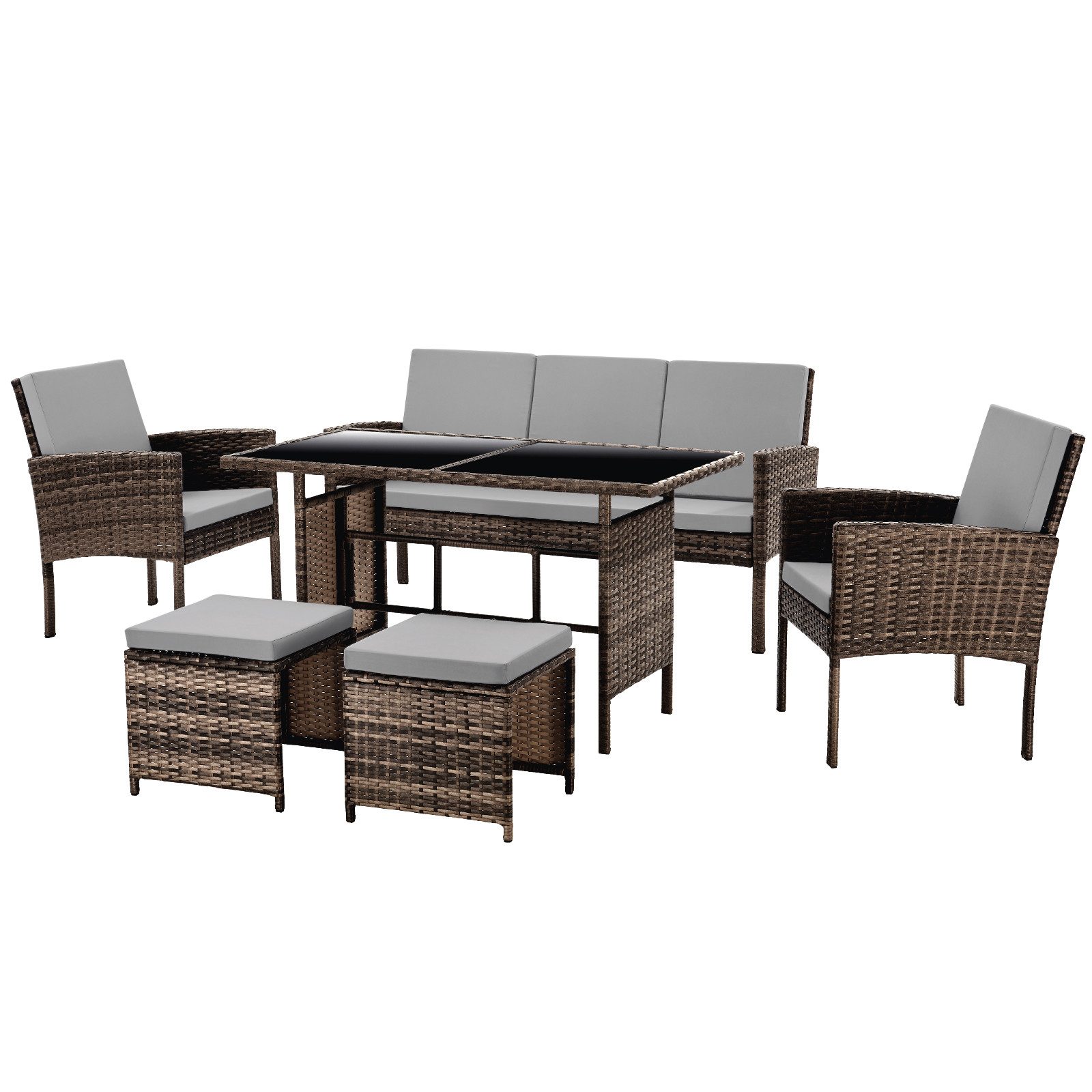SVITA Gartenlounge-Set DENVER, (Gartenmöbel-Set), Essgruppe, Rattan, Inkl. Kissen