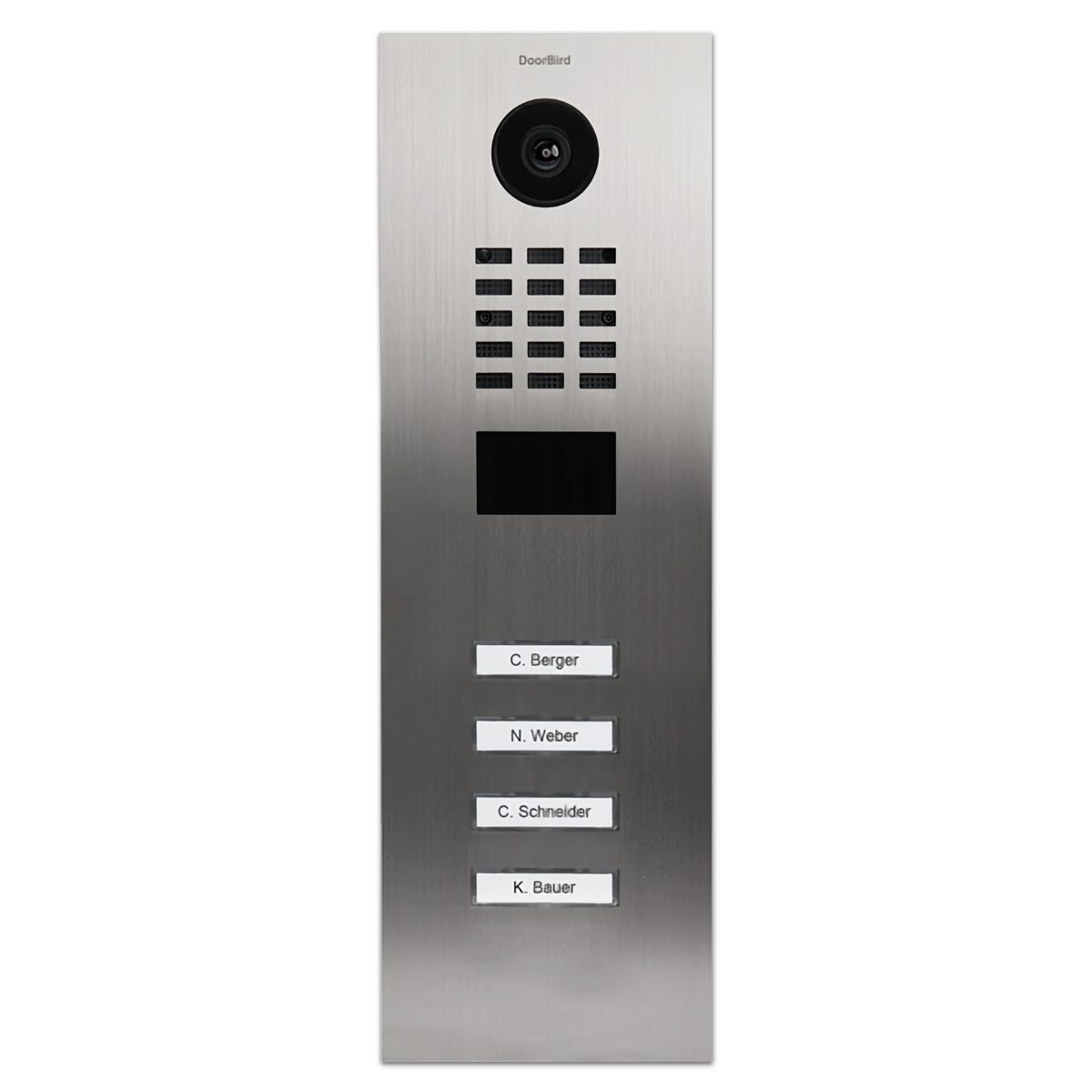 DoorBird DoorBird - Video Türstation D2104V mit 4 Klingeltasten Video-Türsprechanlage (Außenbereich, Haustür, Eingangsbereich, Smarte Video Türsprechanlage mit App-Steuerung, Ethernet / PoE)