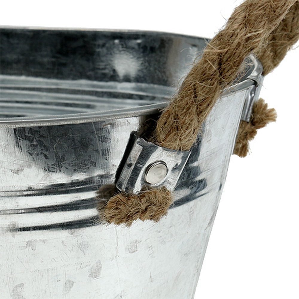 Viana Übertopf Dekoschale Metall Oval Vintage Look mit Hanfseilgriffen