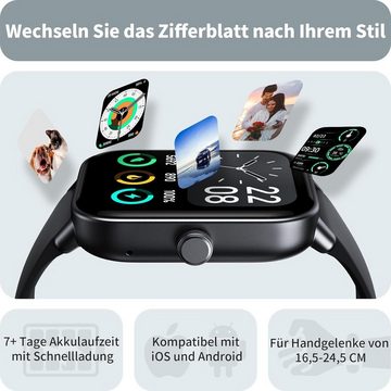 Yoever Smartwatch (1,8 Zoll, Android iOS), Herren mit fitnessuhr herren mit schlafmonitor wasserdicht sportuhr