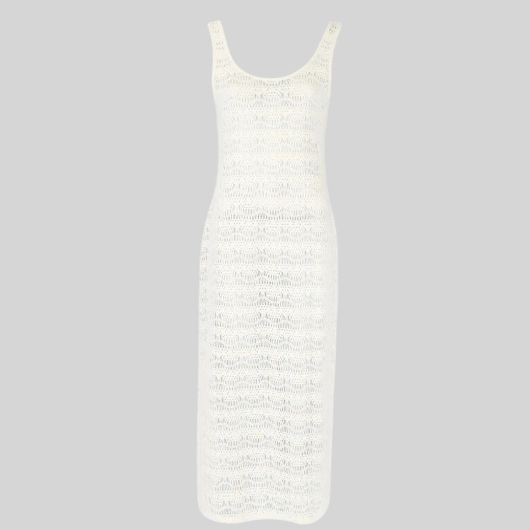 White Tricot Maxikleid (1000) Gina