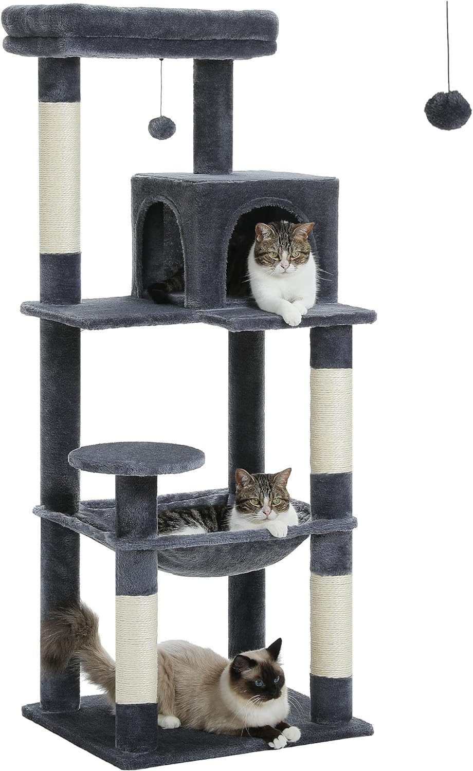 Purpurra Kratzbaum Katzenbaum mit Metall Plüsch Hängematte 116cm/ 143 cm günstig online kaufen