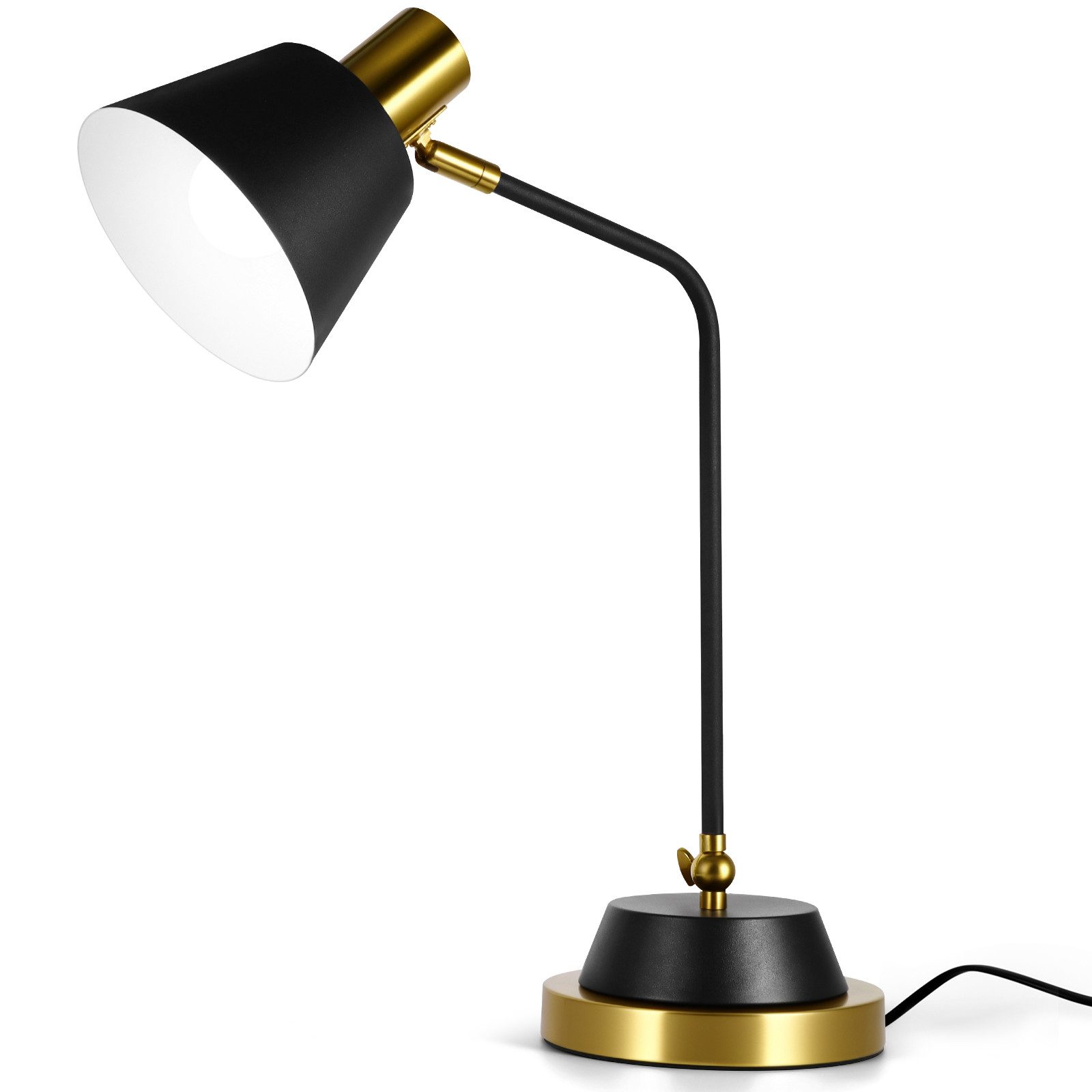 BlingBin Schreibtischlampe Retro Tischleuchte aus Metall, E27, verstellbar, mit Kabelschalter, ohne Leuchtmittel, Nachttischlampe Arbeitsleuchte mit Stecker & Kabel Schalter für Büro