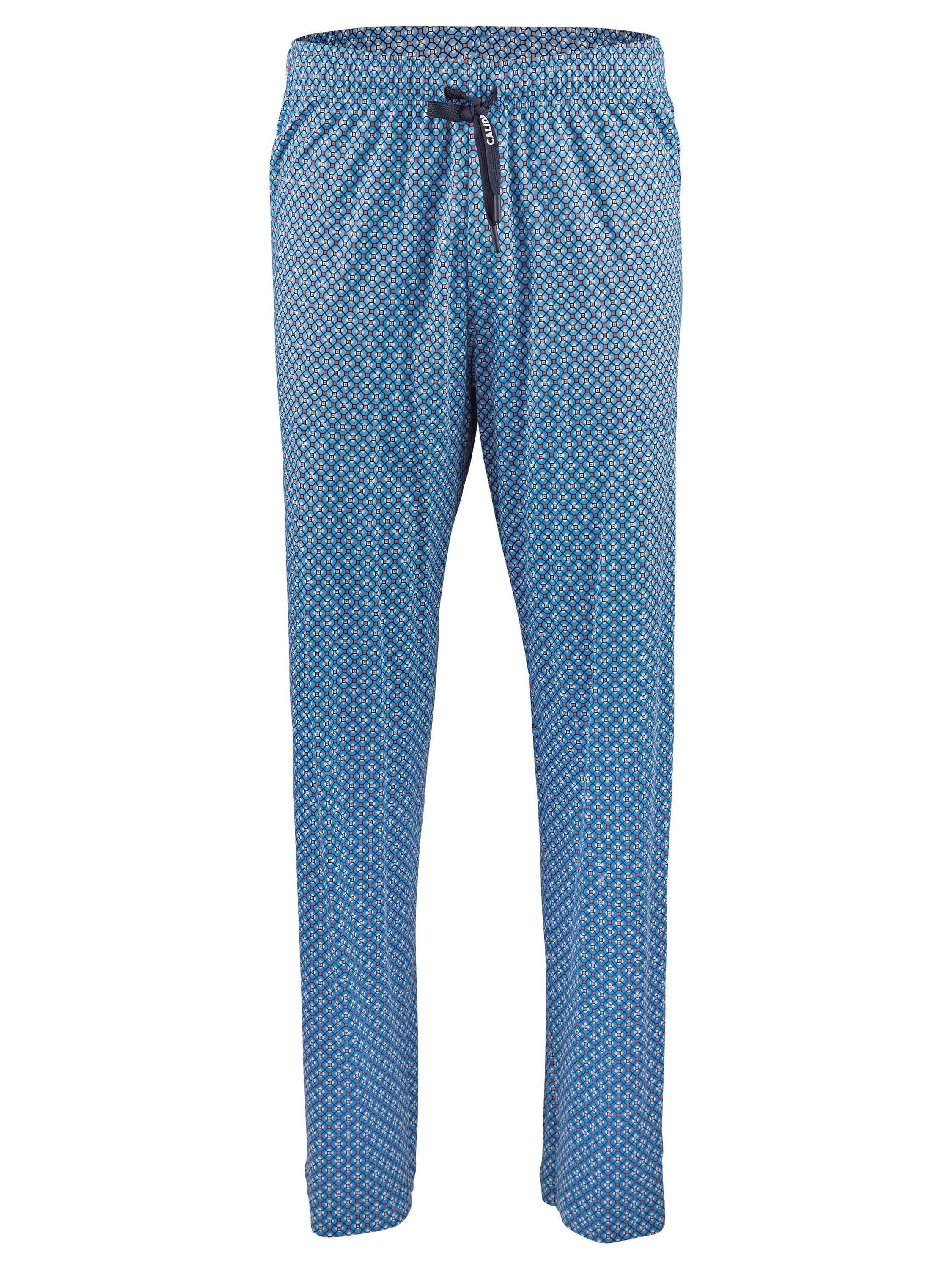 Lange azurit Seitentaschen mit (1-tlg) CALIDA blue Pyjamahose Hose