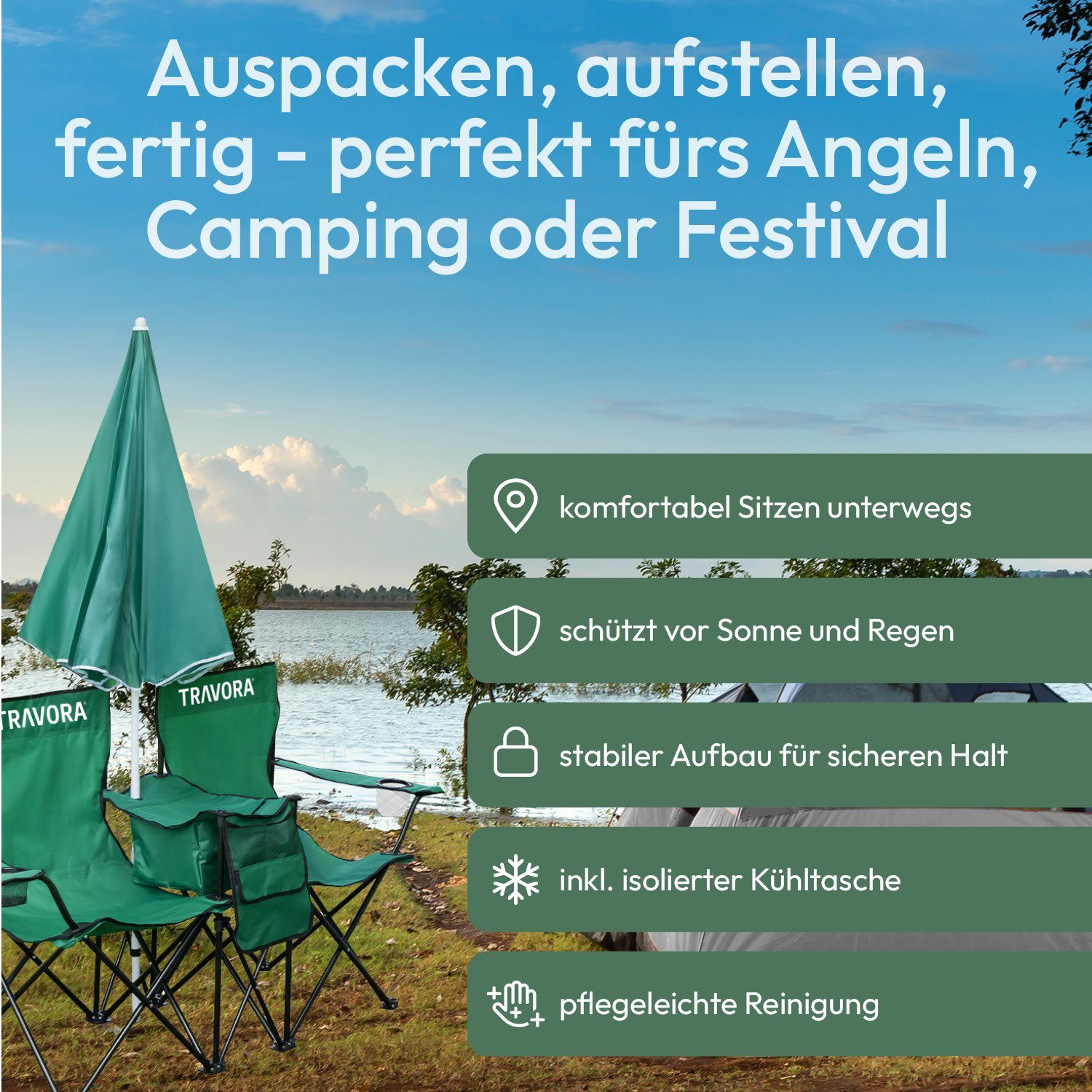 MOVAN Campingstuhl 2er Partner Anglerstuhl Campingstuhl mit Sonnenschirm un günstig online kaufen