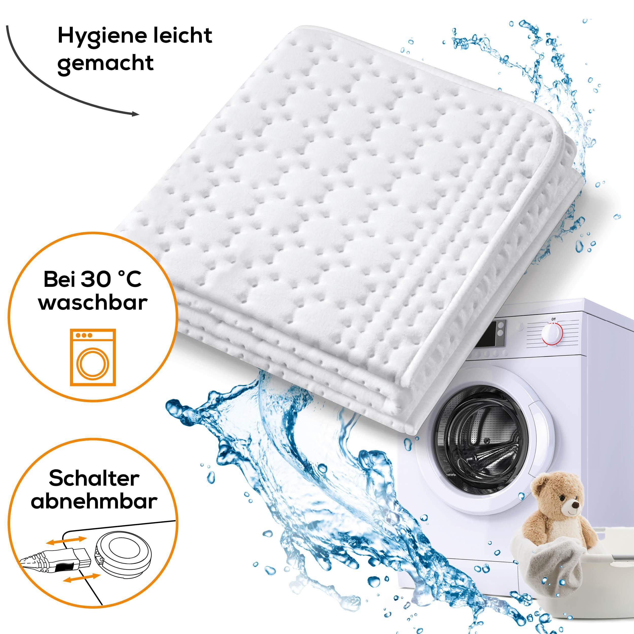 BEURER Wärmeunterbett UB 30, mit Baumwoll-Oberseite für ein kuschelig vorgewärmtes Bett, 3 Temperaturstufen, maschinenwaschbar, atmungsaktiv
