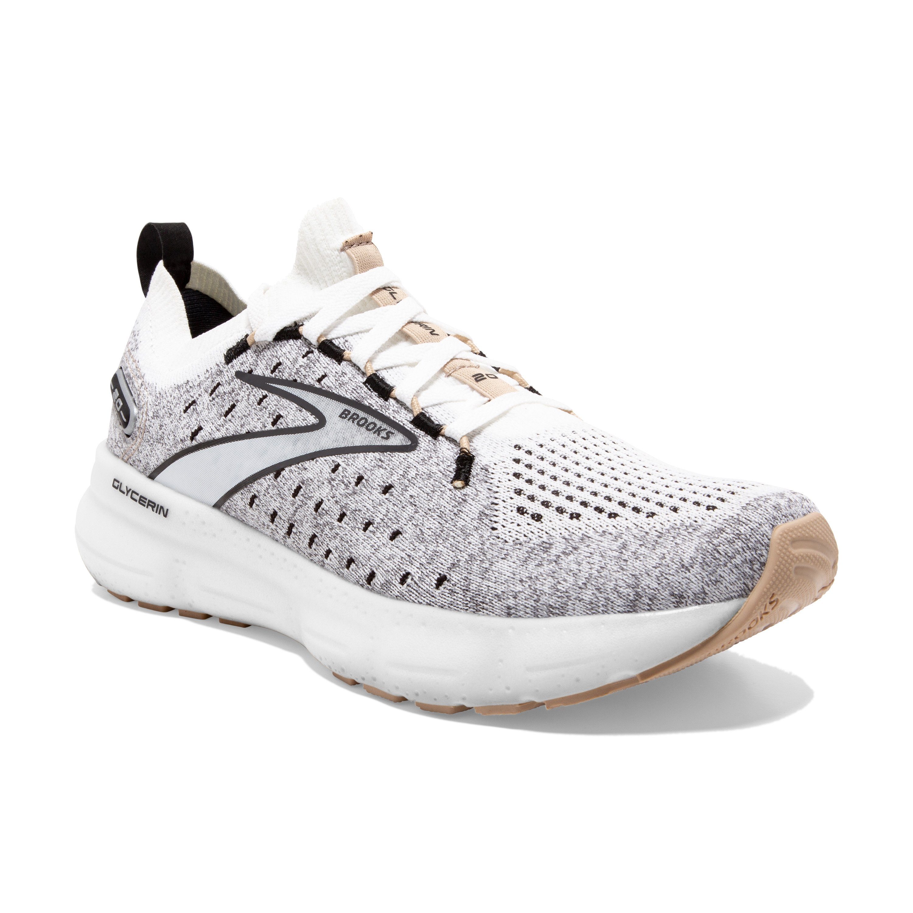 Brooks Glycerin StealthFit 20 - Damen Laufschuh - White/Black/Cream Laufschuh