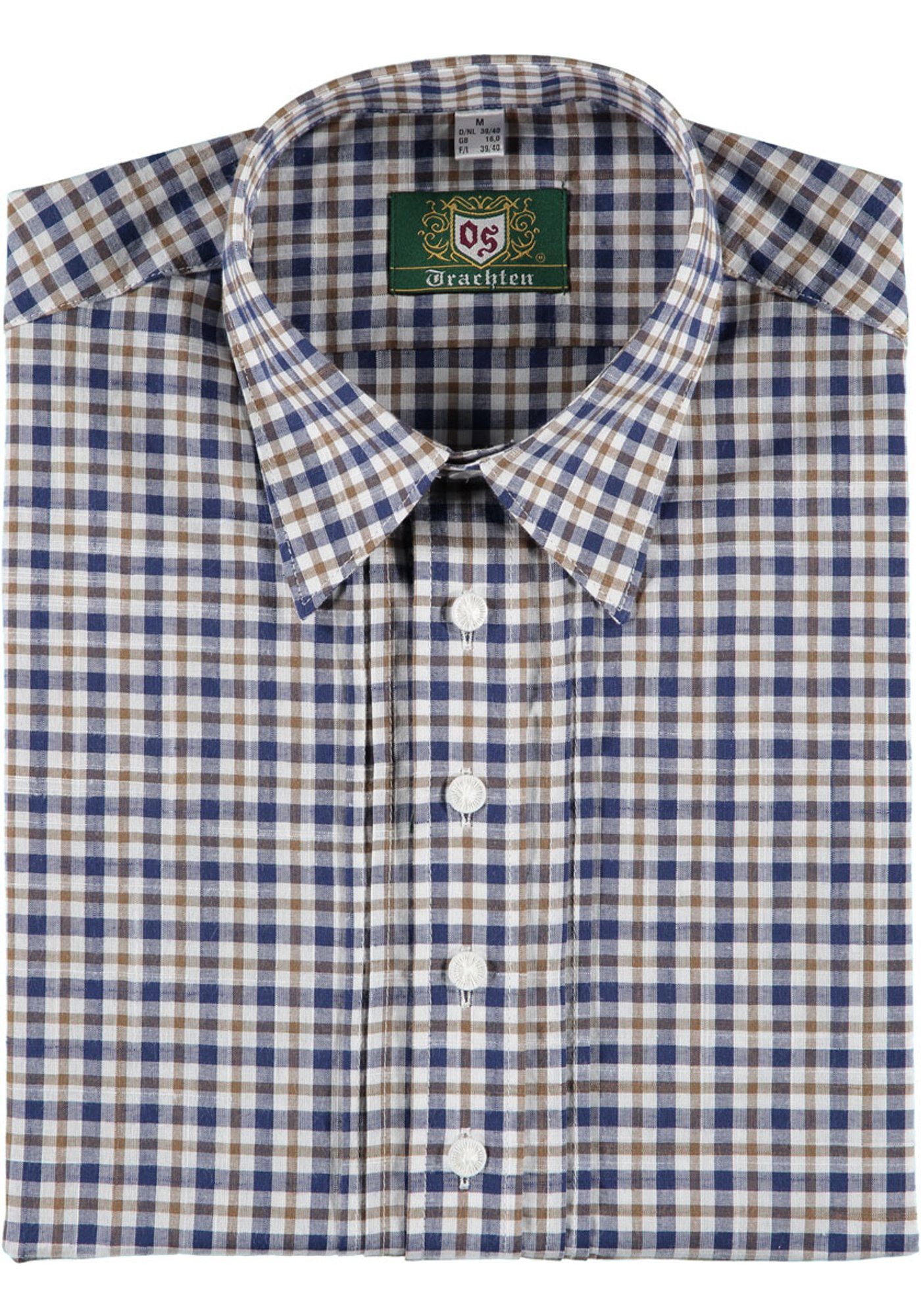 Langarmhemd mit Schlupfform Trachtenhemd dunkelbraun Woreya OS-Trachten Biesen, Herren 2x2