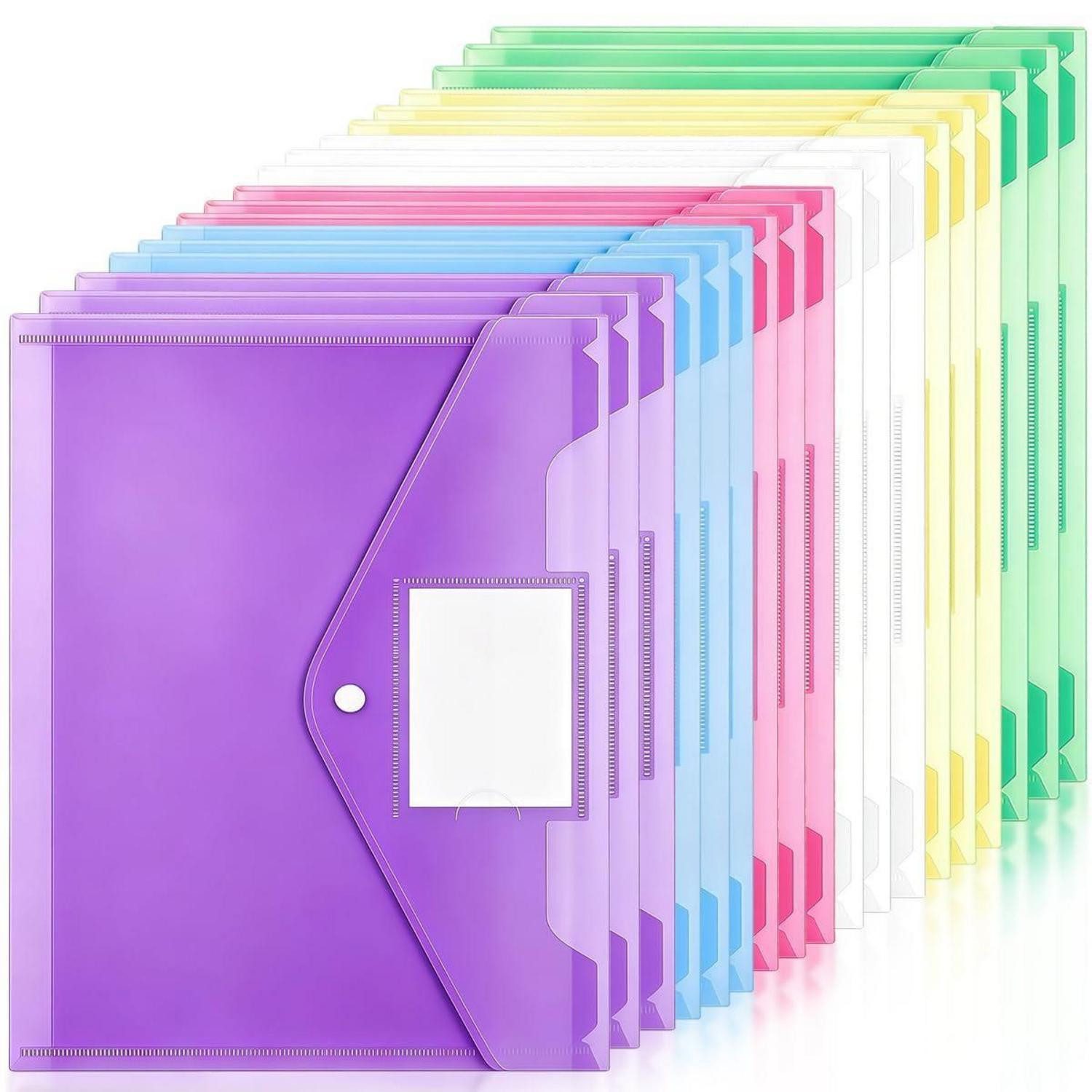 LuxusKollektion Organisationsmappe Dokumentenmappen A4 18 Stk 6 Farben Plastik Transparent