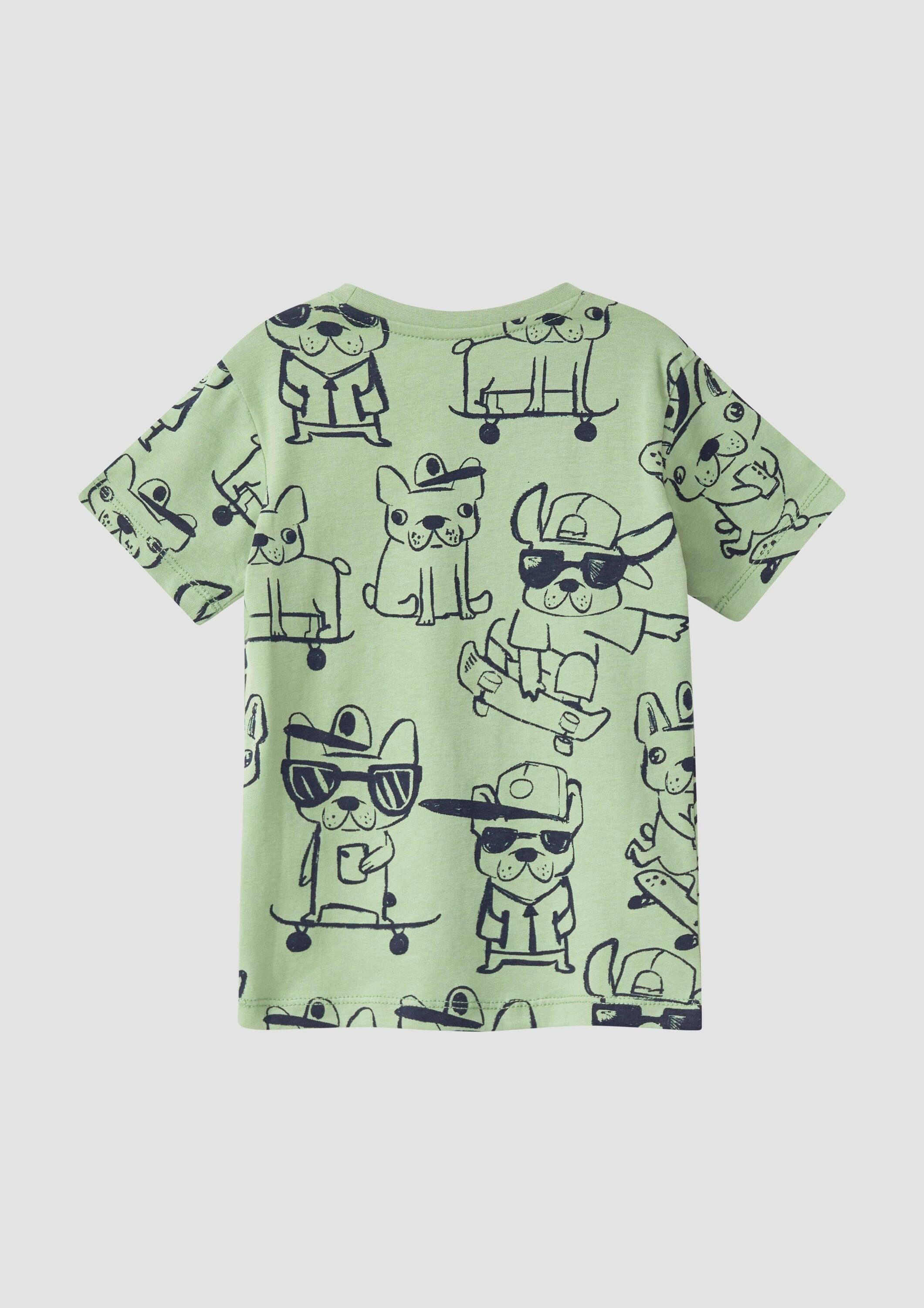 s.Oliver Kurzarmshirt T-Shirt T-Shirt mit All-over-Print