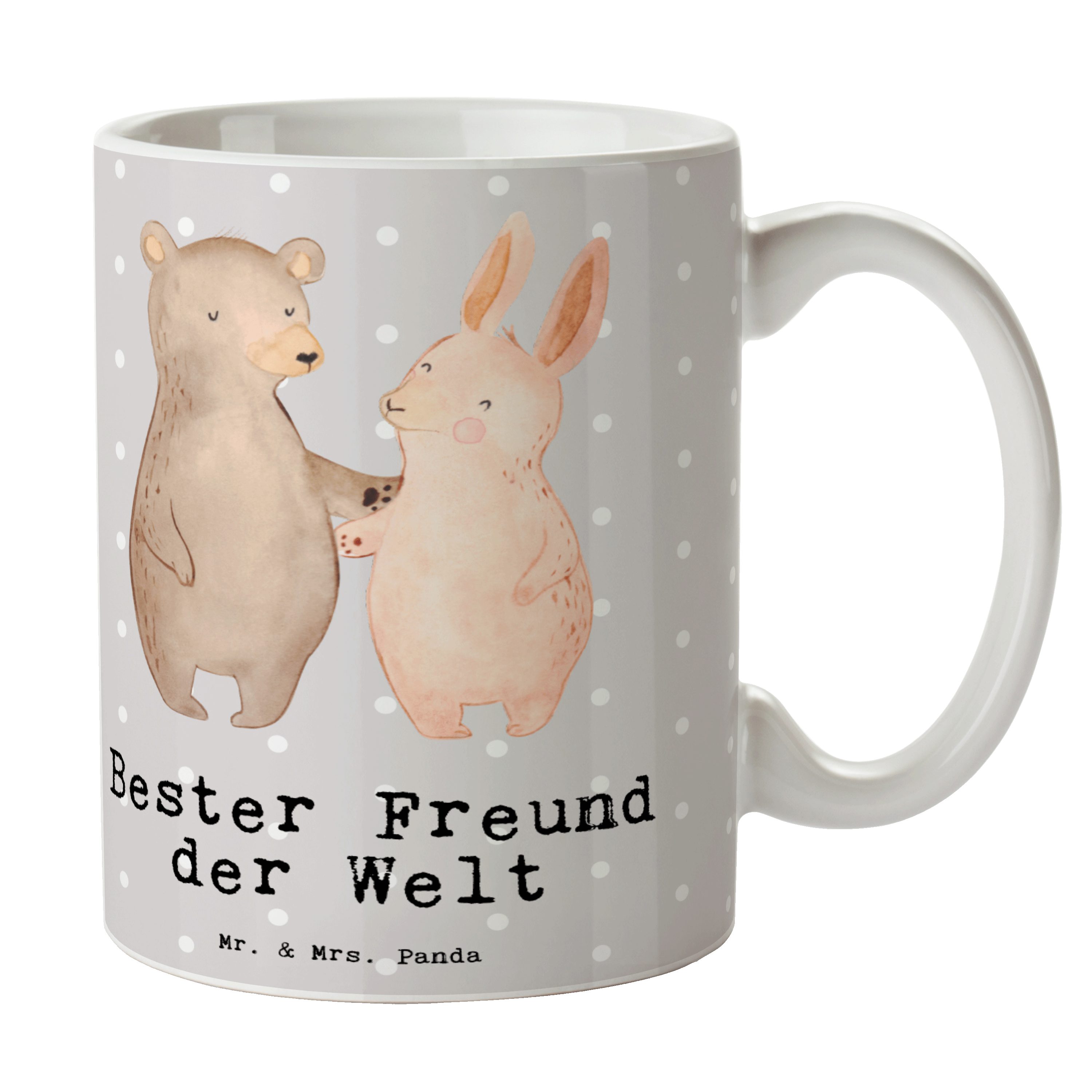 Freund - Geburtstag, & Geschenk, - Hase Panda Grau Welt Pastell Keramik Tasse Mr. Te, Mrs. Bester der