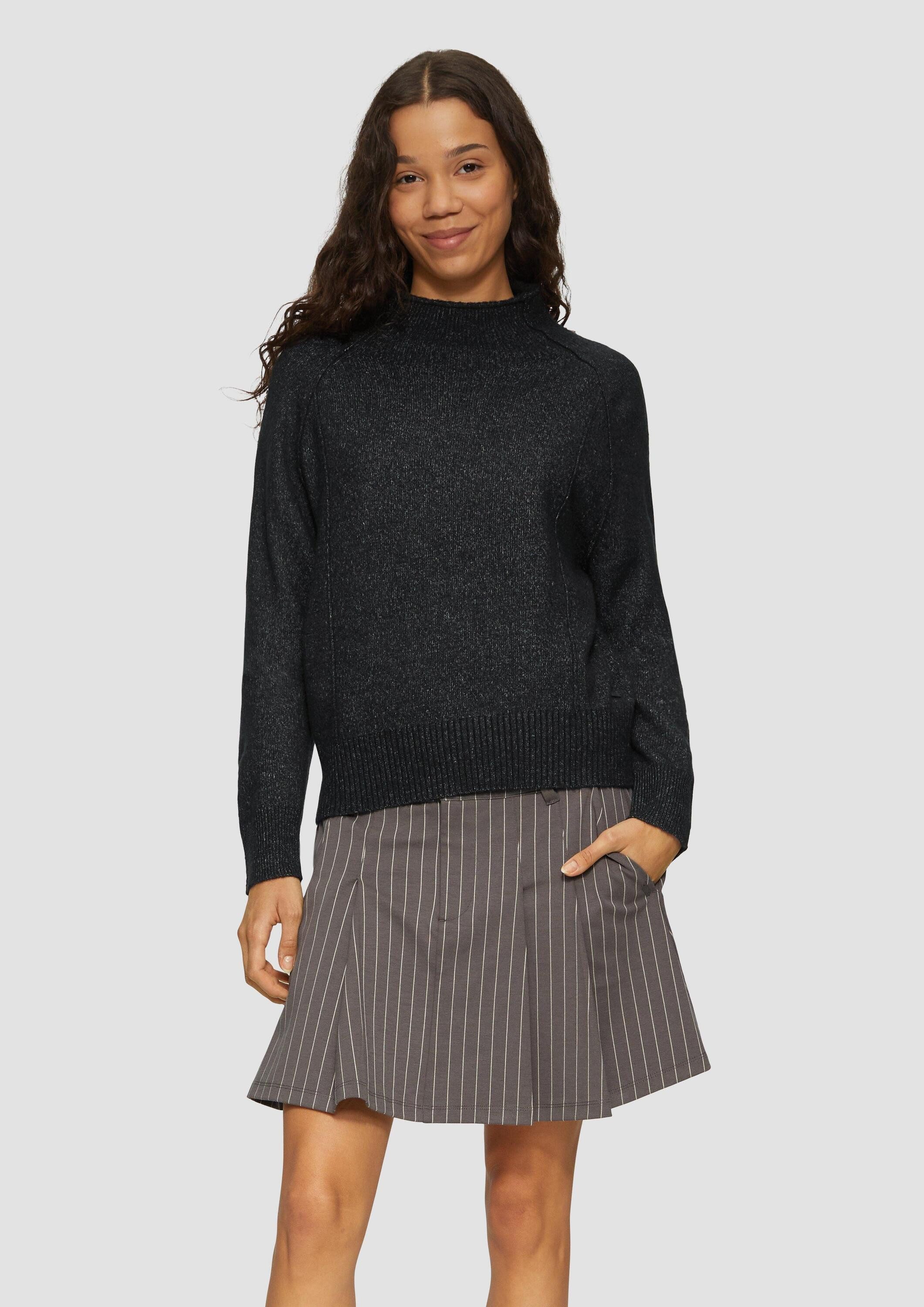 QS Longpullover Strickpullover Melierter Strickpullover mit Stehkragen günstig online kaufen