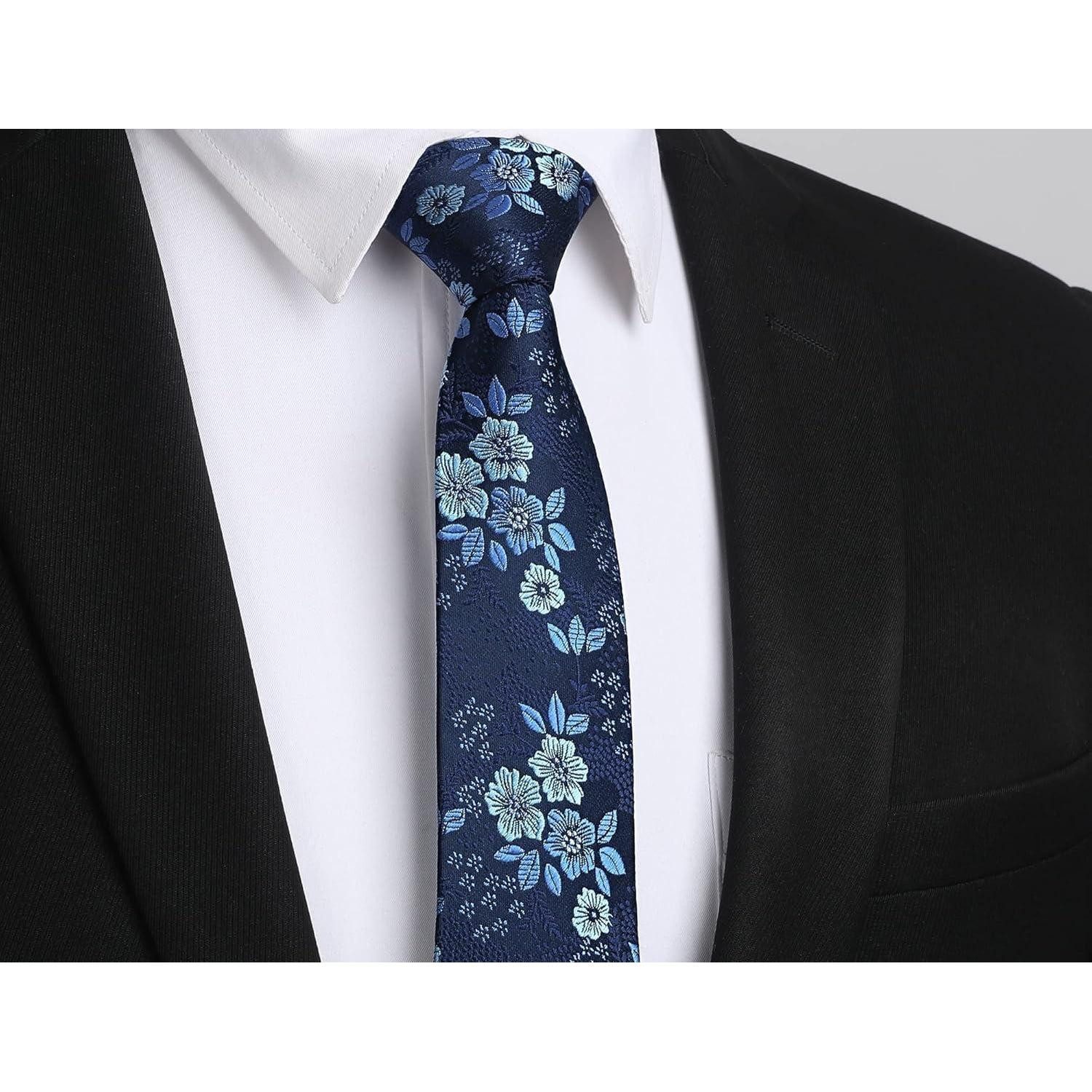 LuxusKollektion Krawatte Krawatte Schmale Herren 6cm Klassische Einheitsgröße Blaue Blume