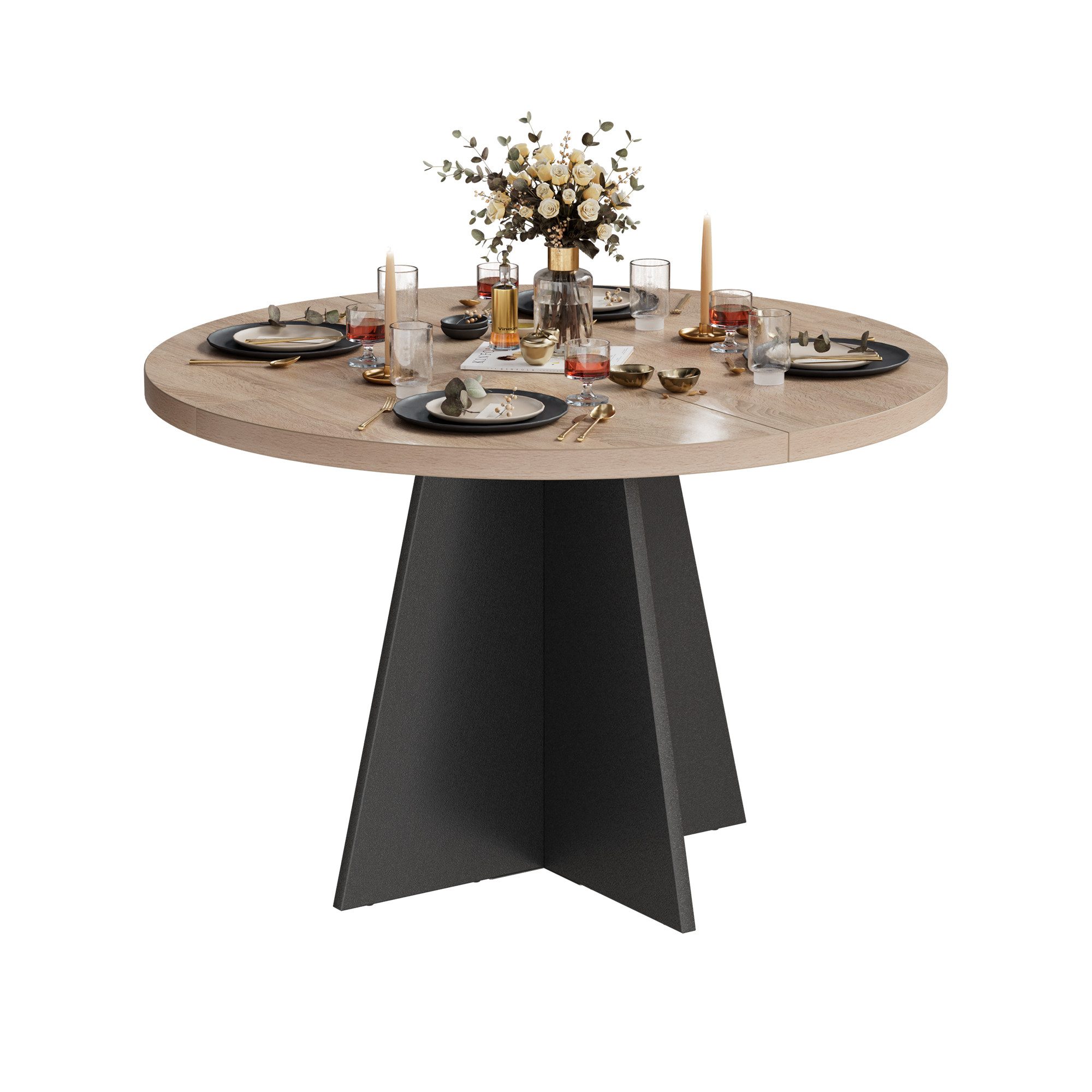 TWSOUL Esstisch Runder Esstisch 100 cm,Küchentisch mit verstärkter Tischplatte, kratz- & wasserfest, modernes Design, für Esszimmer & Küche