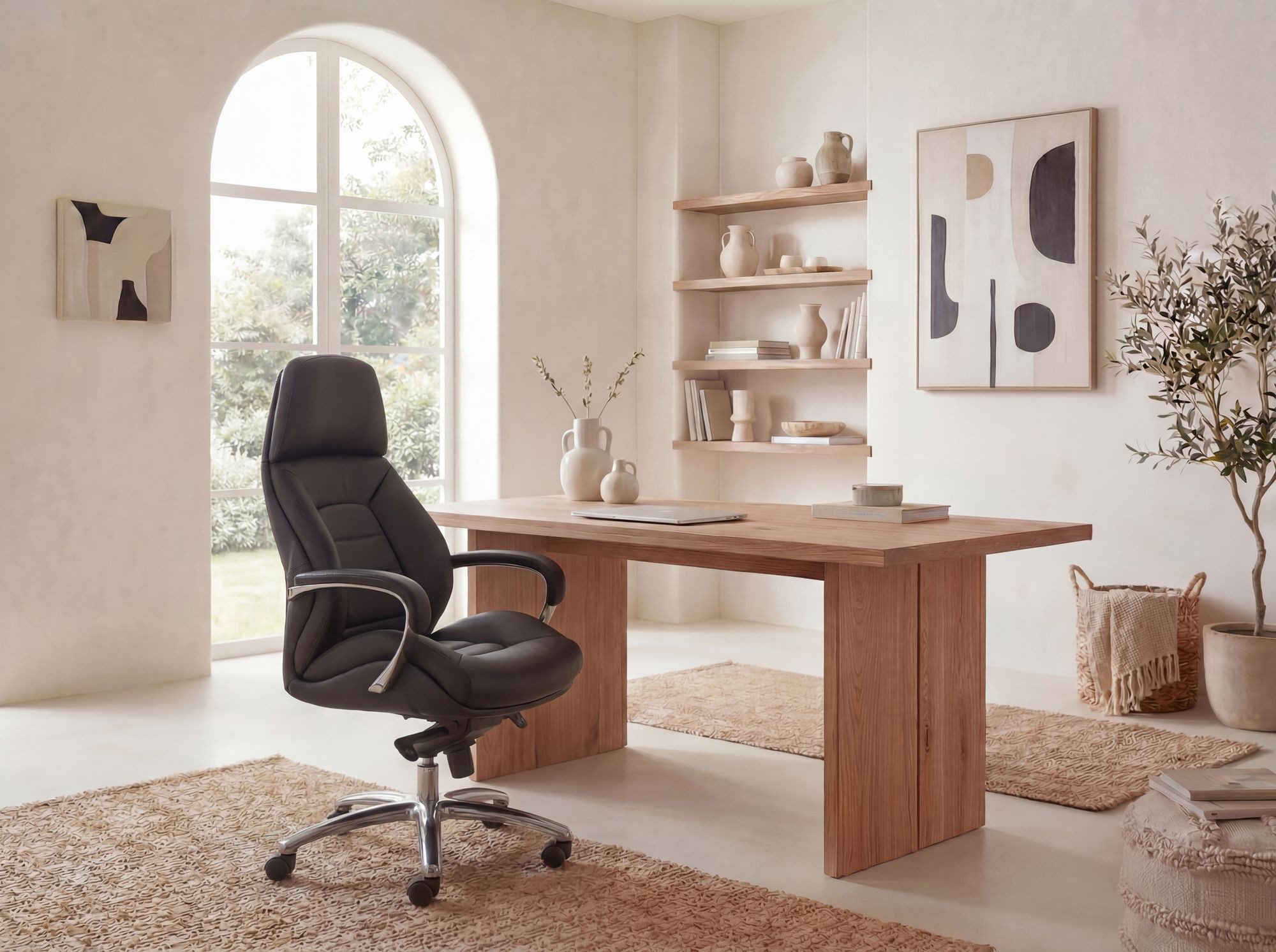 FINEBUY Chefsessel Bürostuhl Echtleder Ergonomisch XXL Drehstuhl 120 kg Stuhl (Echtleder Schwarz, Chefsessel bis 120 kg), Bürostuhl höhenverstellbar, Drehstuhl Wippfunktion