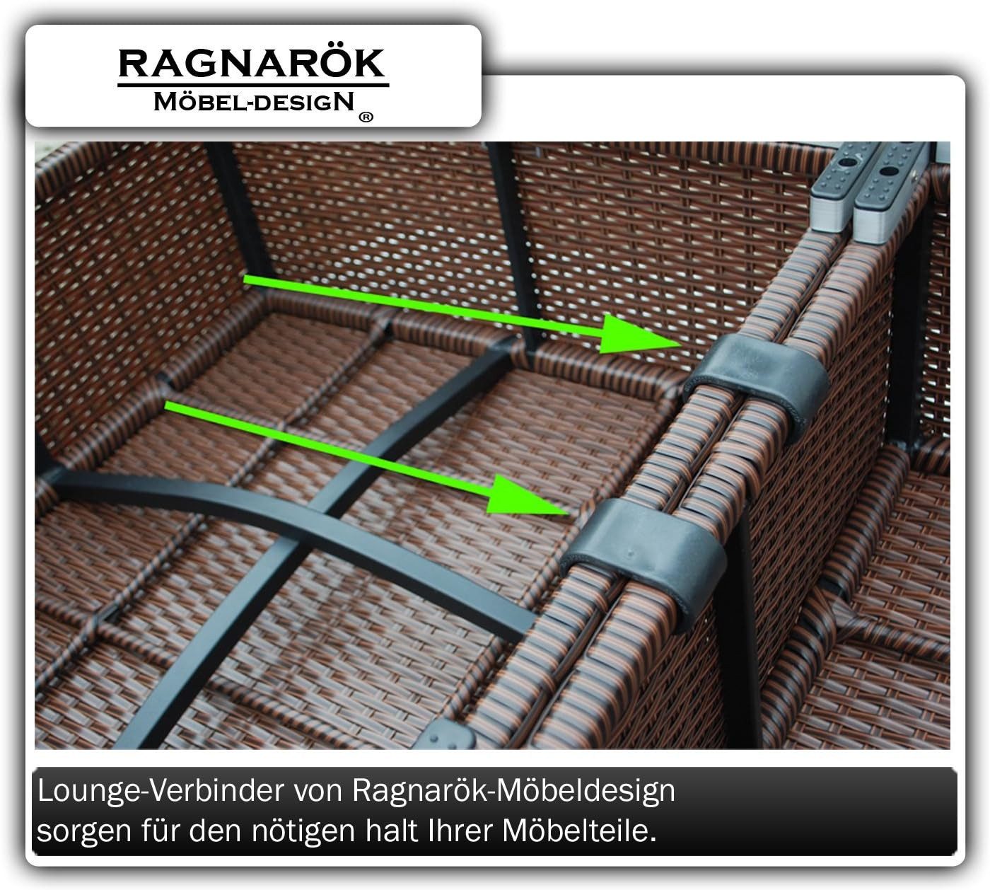 Ragnarök Möbel-Design Zusatzklemmen Lounge-Verbinder Möbelverbinder Gartenmöbel, (Set), 6 Lounge Verbinder im Set für Lounge Sets