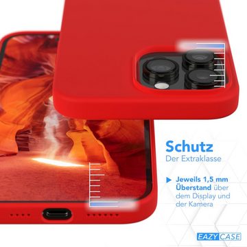 EAZY CASE Handyhülle Premium Silikon Case für Apple iPhone 14 Pro Max 6,7 Zoll, Smart Slimcover mit Displayschutz Handy Softcase Silikonhülle Etui Rot