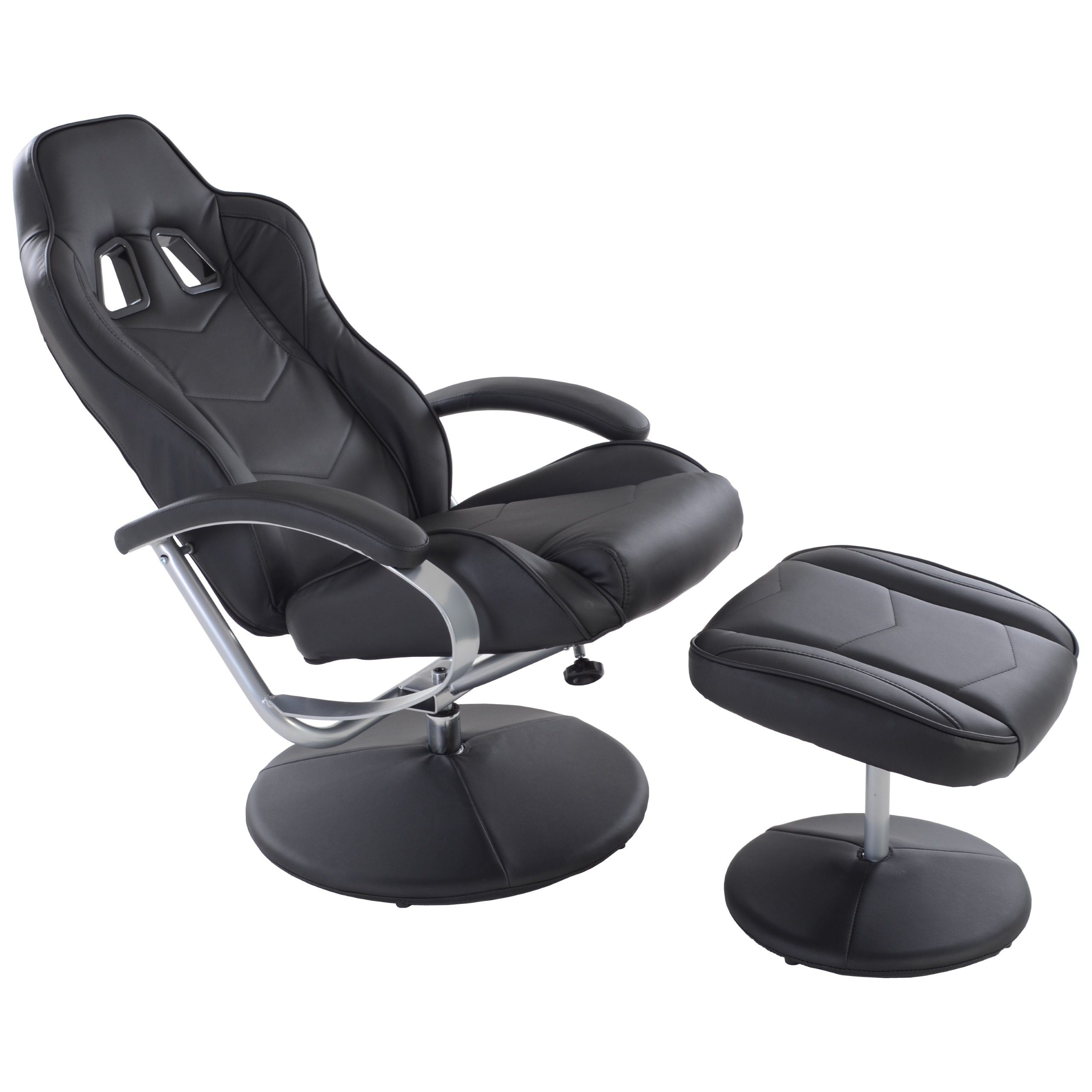 Sport Sessel-Set Soft-Touch mit Hocker & DRIFT Farben, Relaxfunktion SCHWARZ-SCHWARZ in mit Raburg Gaming-Stuhl verschiedene Kunstleder,