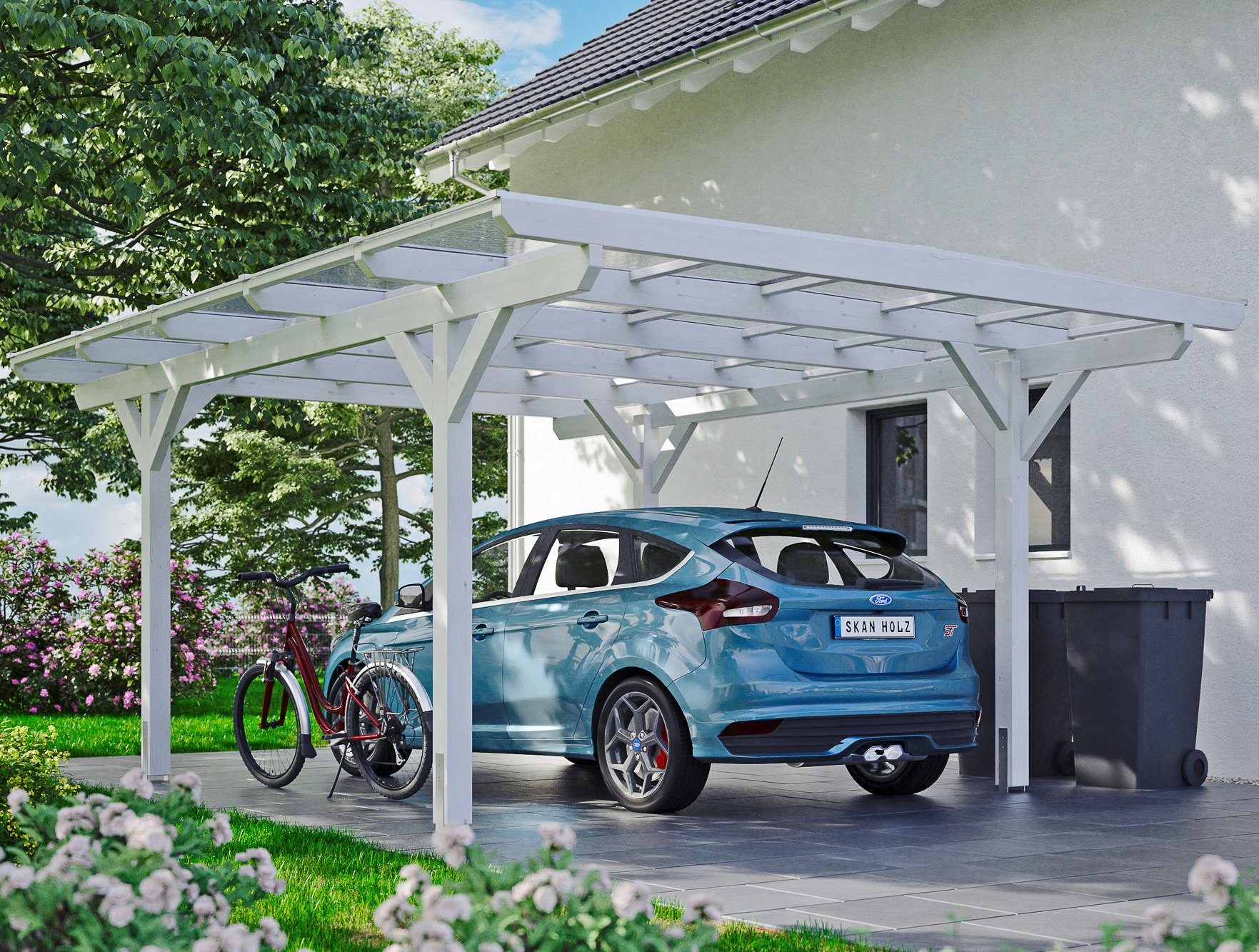 Skanholz Einzelcarport Odenwald, BxT: 428x541 cm, 220 cm Einfahrtshöhe