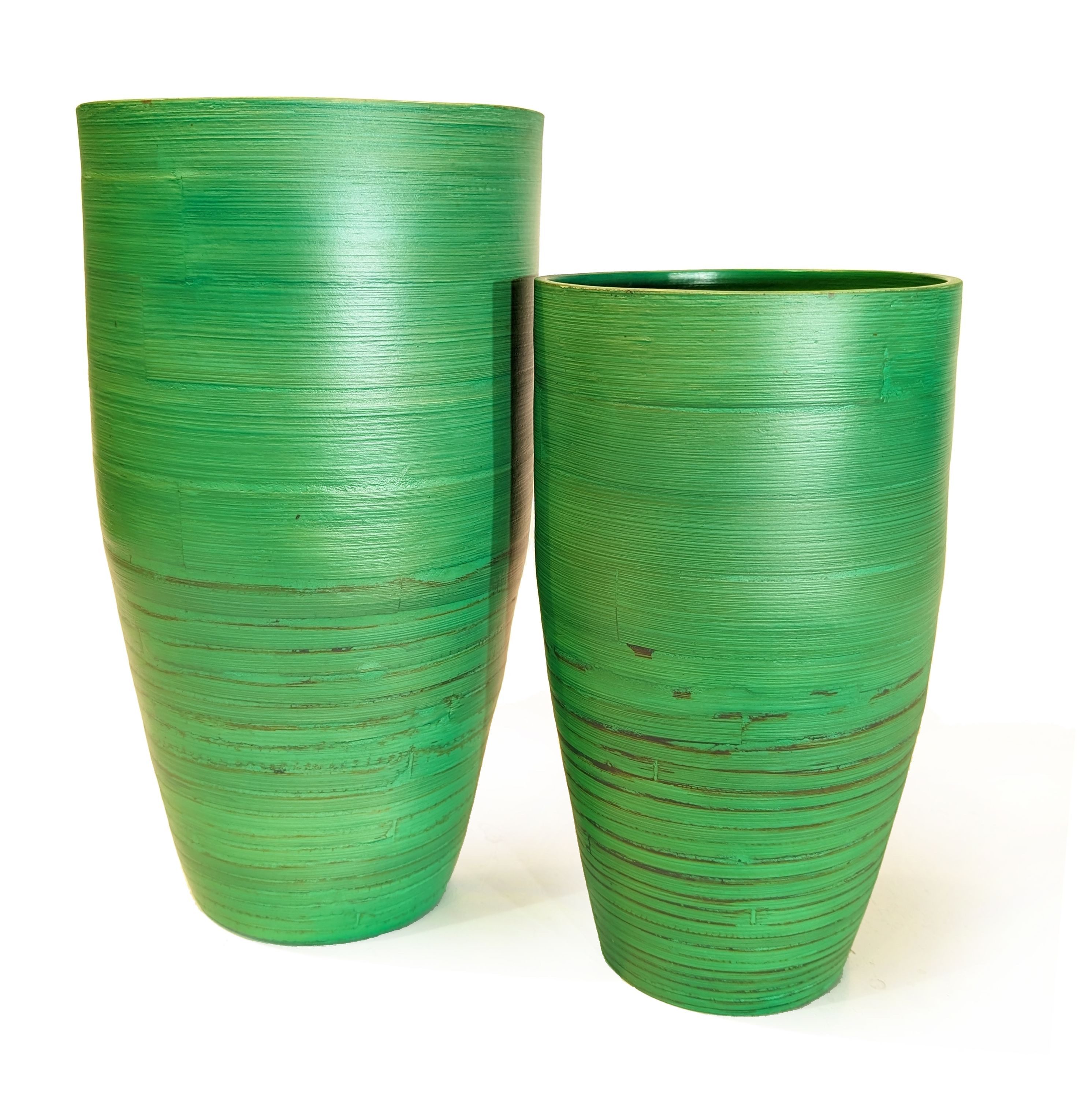 ARTRA Tischvase Bambus Vasen, 2er SET grün Dekovase Geschenk Vase für Trockenblumen (2 St)