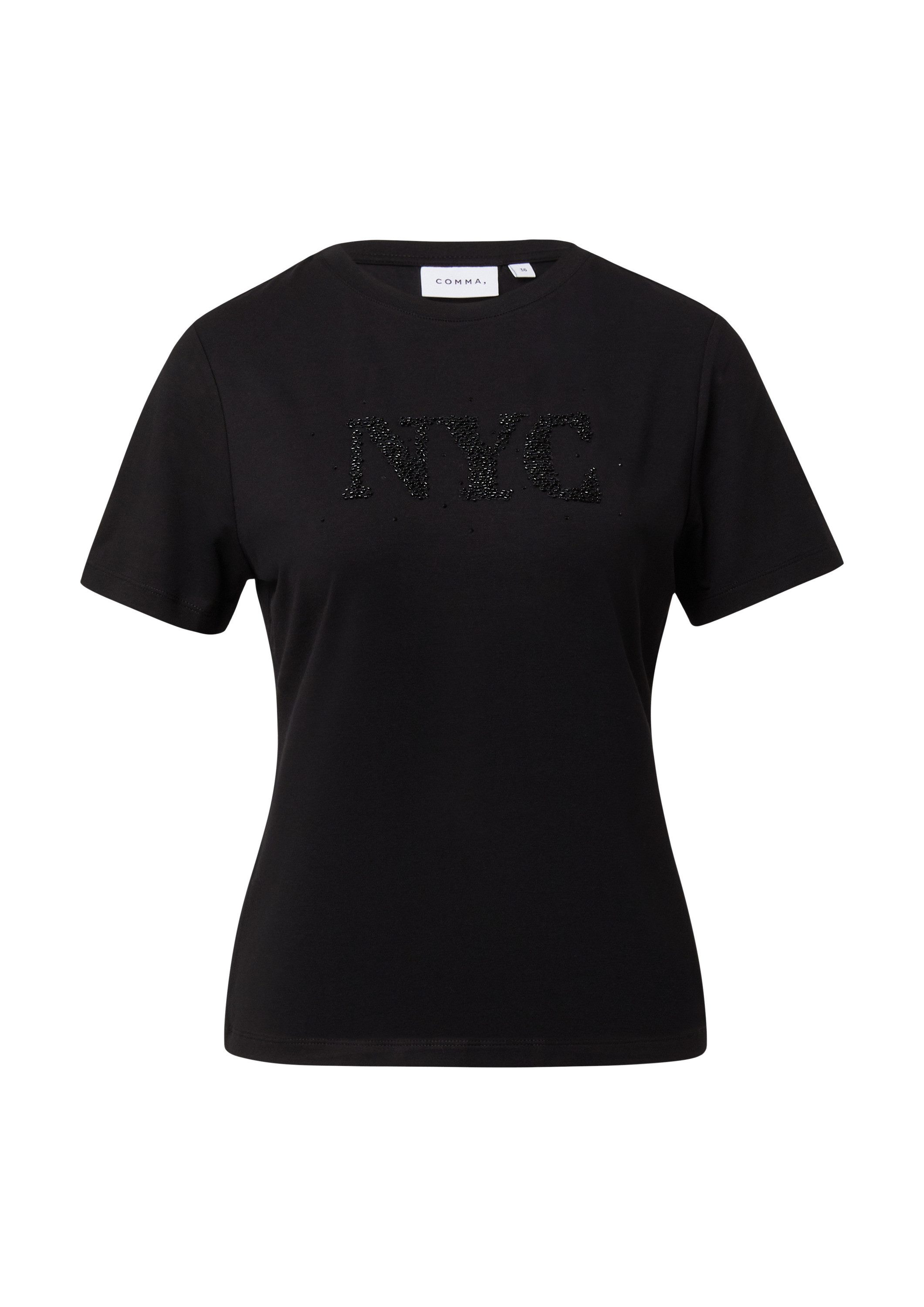 comma Kurzarmshirt T-Shirt T-Shirt mit Perlenstickerei günstig online kaufen