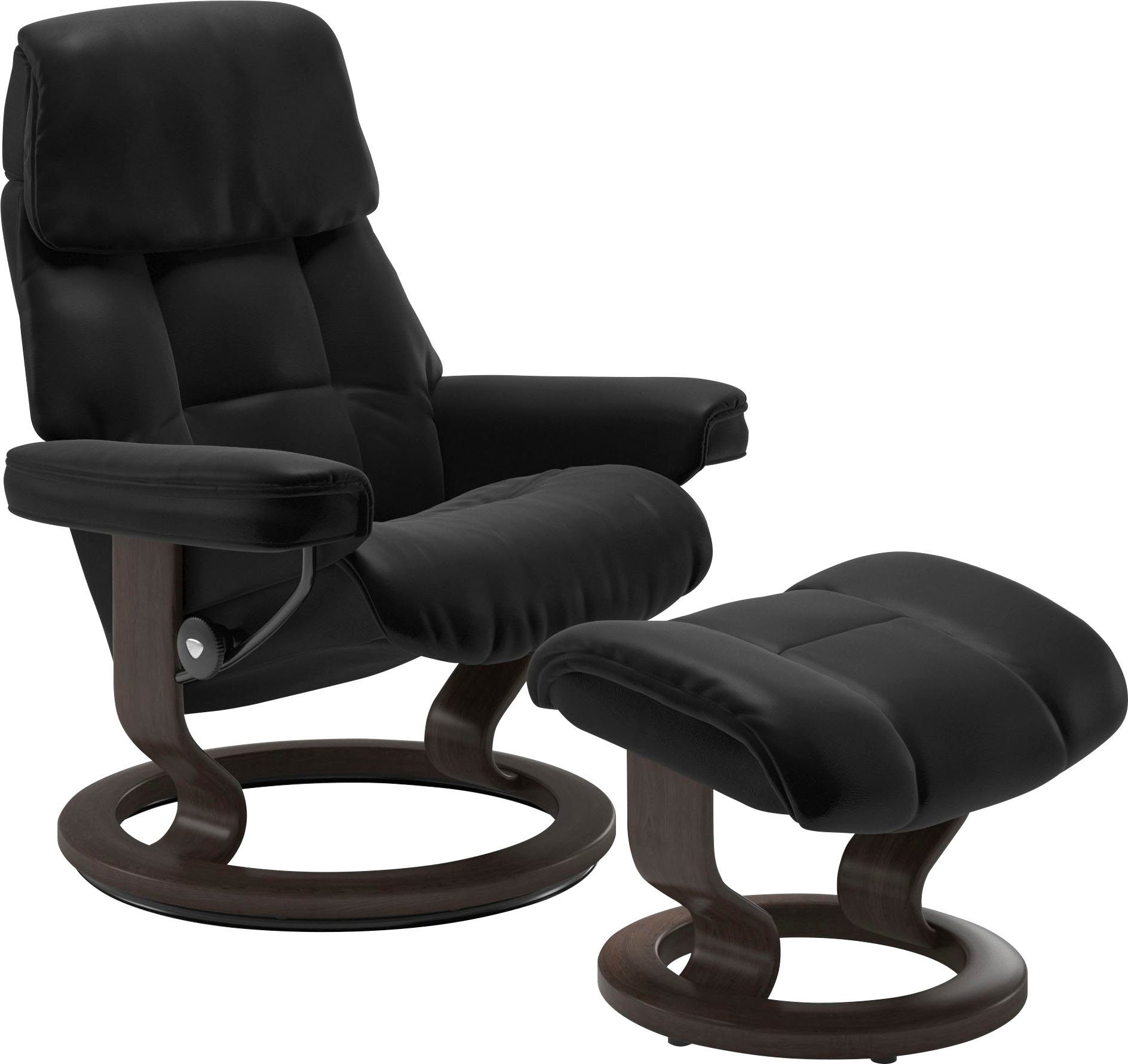 Stressless® Relaxsessel Ruby (Set, Relaxsessel mit Hocker), mit Classic Base, Größe S, Gestell Eiche, Wenge, Braun & Schwarz