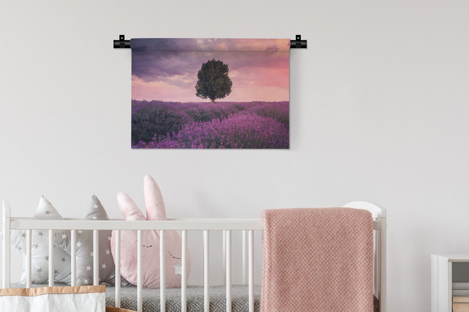MuchoWow Kinderzimmer Lavendel Wanddekoobjekt für - Kleid, Schlafzimmer, - Wandbehang, Wanddeko Wohnzimmer, Baum Blumen - Natur, - Lila