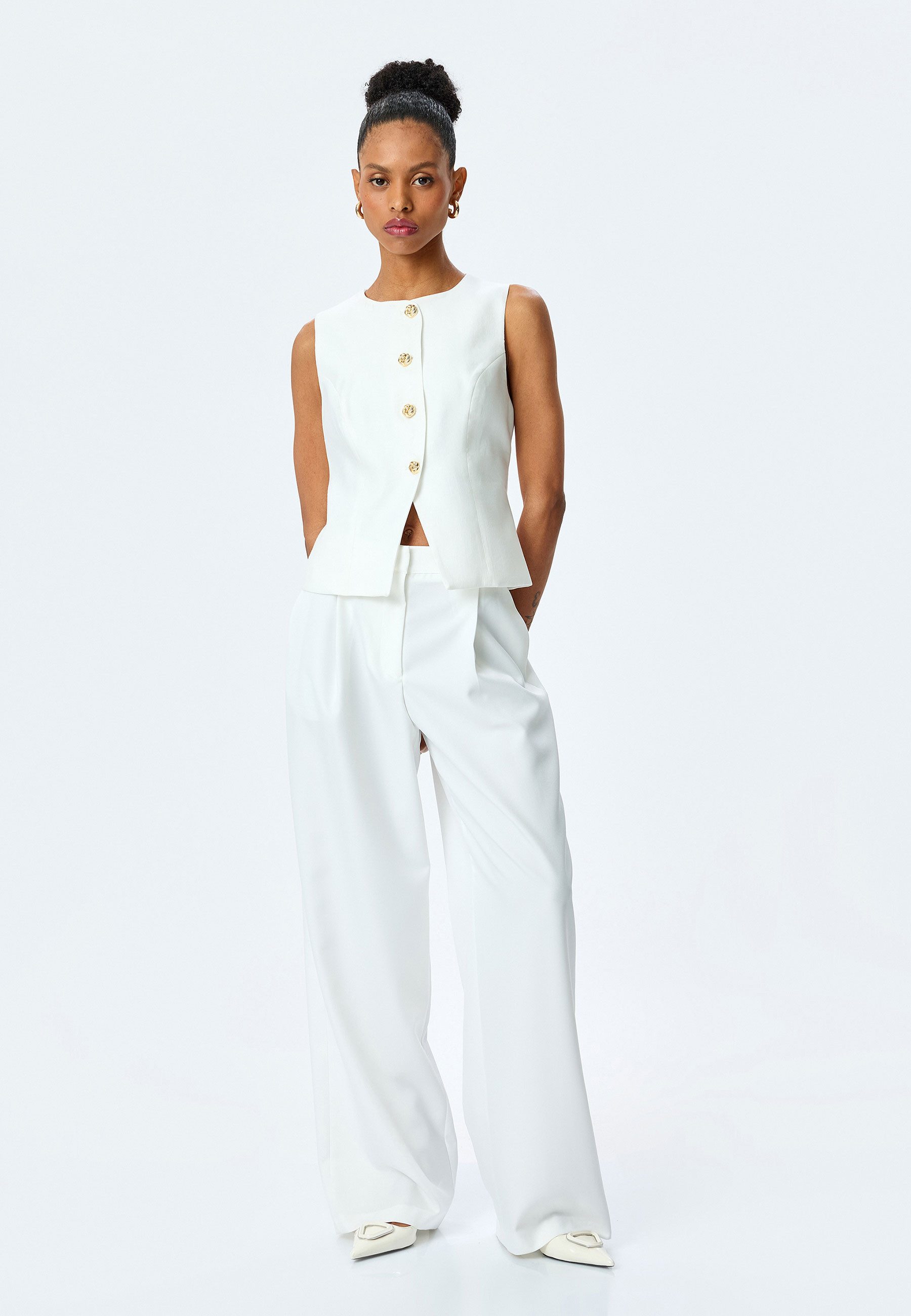 Koton Anzugweste Rundhalsausschnitt Slim Anzugweste günstig online kaufen