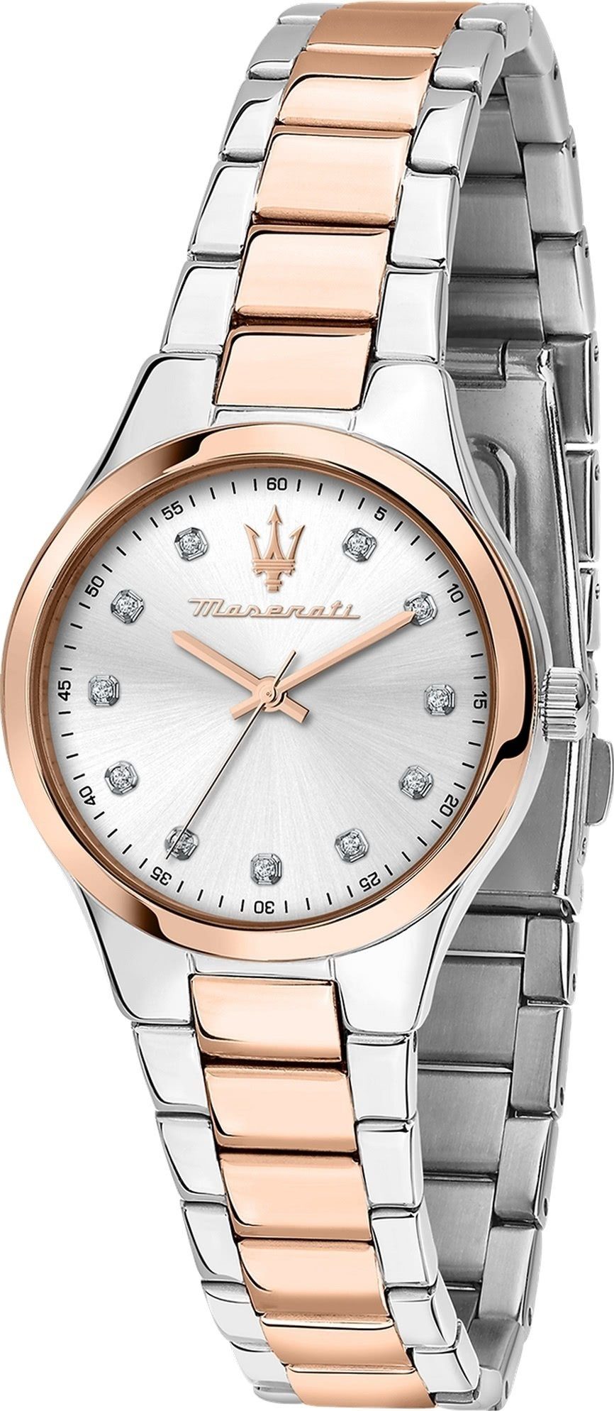 MASERATI Quarzuhr Maserati Damen Armbanduhr, (Analoguhr), Damenuhr rund, klein (ca. 30mm) Edelstahlarmband, Made-In Italy