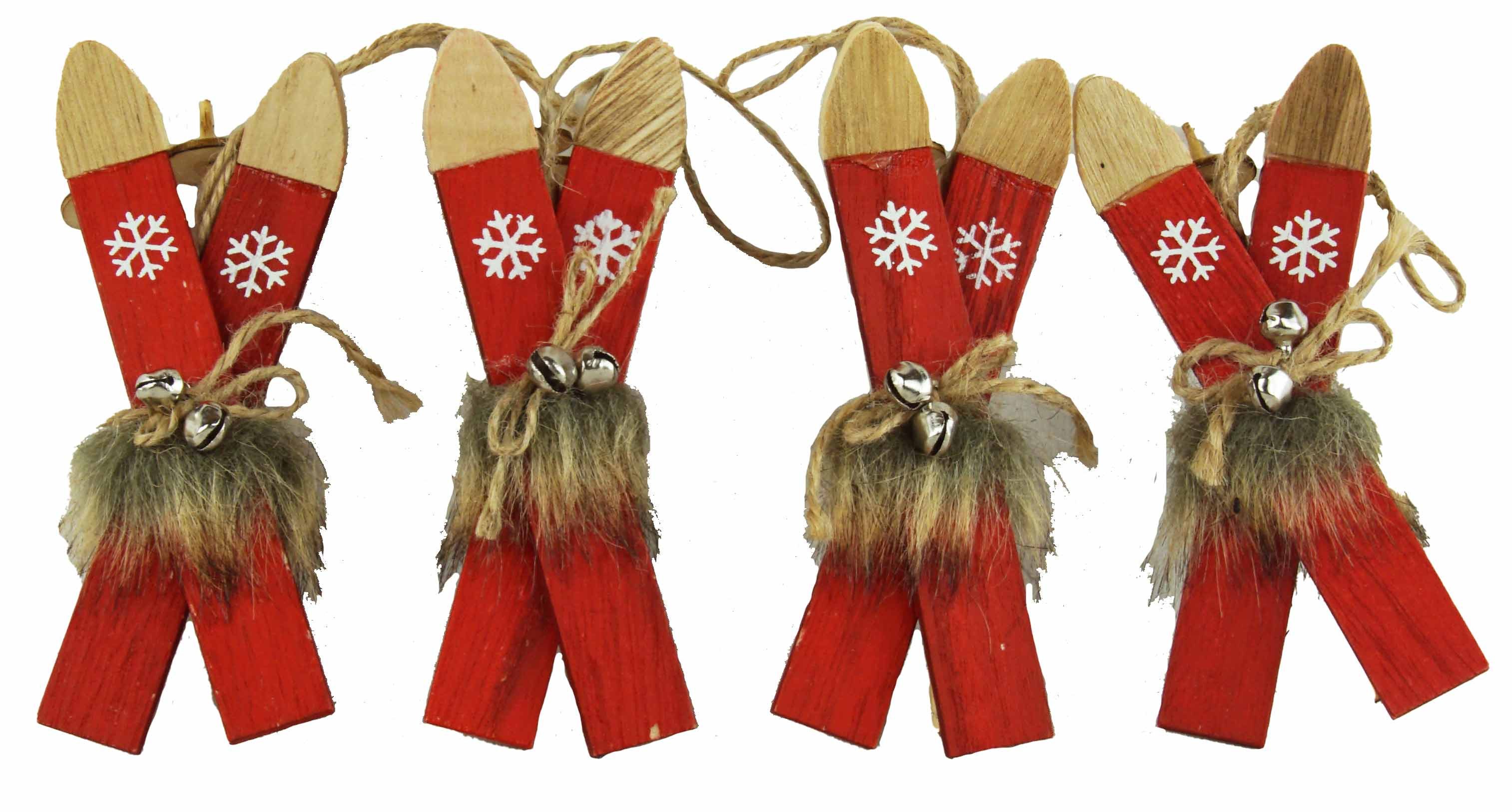 Hängedekoration 4er Set Holzski mini - Höhe ca. 13 cm,Winter,Weihnachten,Deko