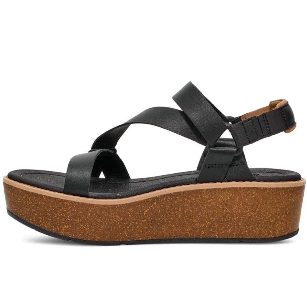 Teva Madera Wedge Damen Sandalen Plateausandalen Freizeit Leder 1151015 BLK Plateausandale Komfort