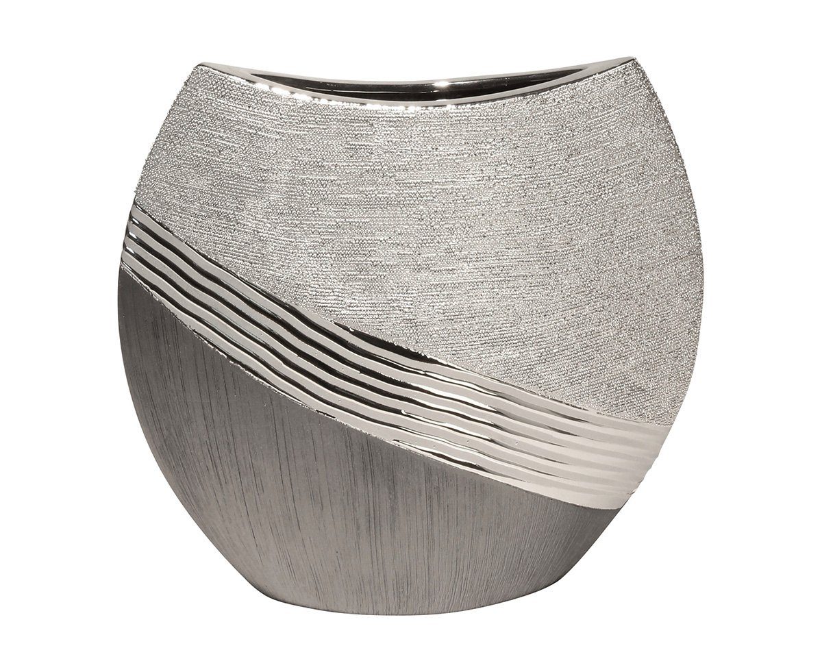 GILDE Dekovase Keramik ovale Vase"Bridgetown" VE 2 (BxHxL) 27 cm x 21 cm x 7 cm, Vase Tischvase Dekovase dekorative Vase Dekoartikel