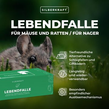 Silberkraft Lebendfalle Lebendfalle für Mäuse und Ratten aus Kunststoff, tierfreundliche Alternative zu Schlagfallen und Giftköder