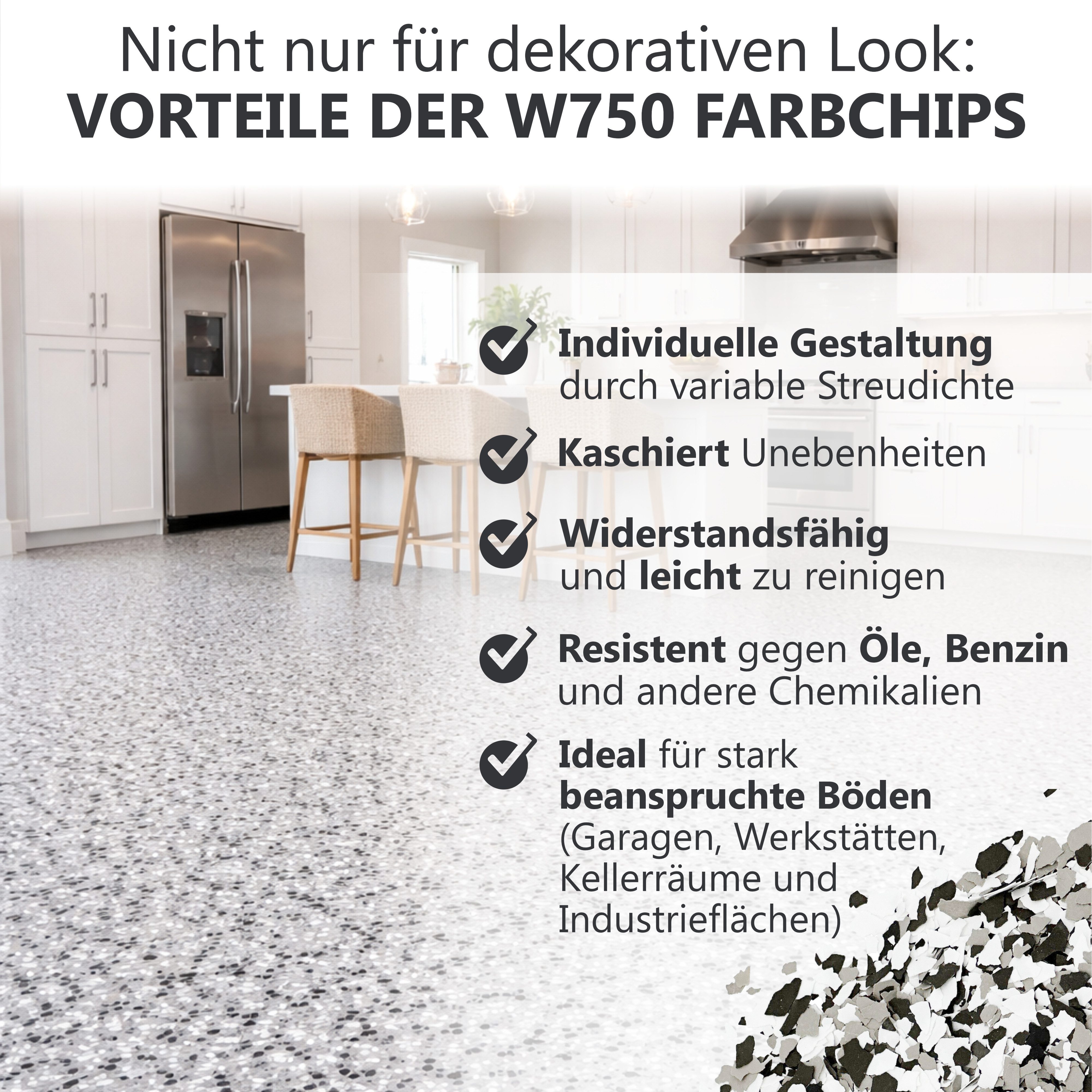 WO-WE Bodenversiegelung Farbchips für Epoxidharz Bodenbeschichtung Colorchips W750, 0,5-5Kg – Bild 4 von 5