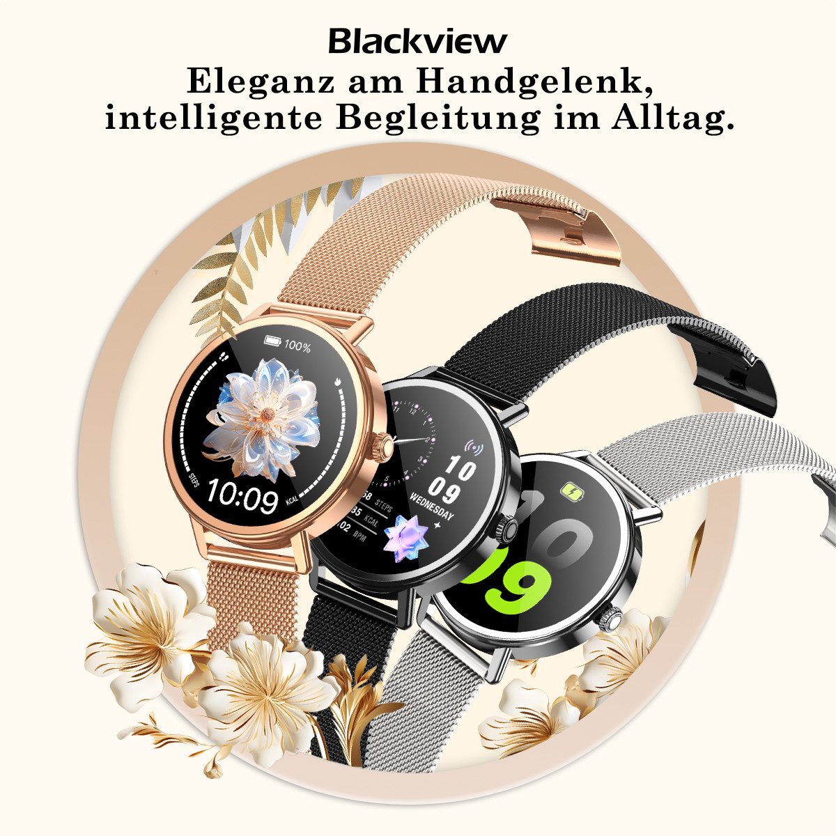 blackview X30-1,26" Display, Bluetooth-Anrufe, 100+ Sportmodi Smartwatch, 1,26" Display, 360x360, KI-Sprachassistent, 100+ Sportmodi