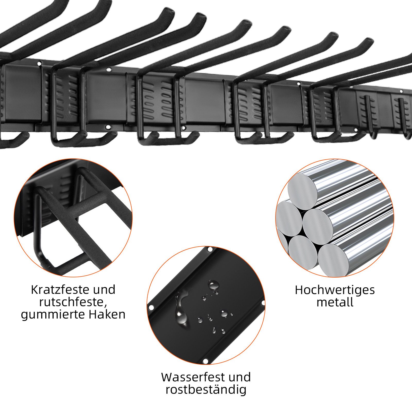 XEOOCE Klemmhalter 80-Zoll-Werkzeug-Wandhalterung mit 15 Haken und 2 Gurten, 6-tlg.