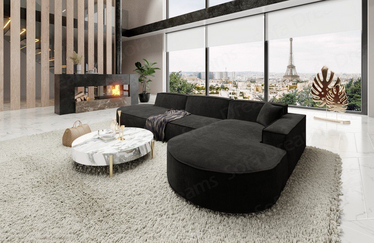 Sofa Dreams Ecksofa Design Stoffsofa Samtstoff Ecksofa Alegranza L Lounge Stoff Sofa, Loungesofa